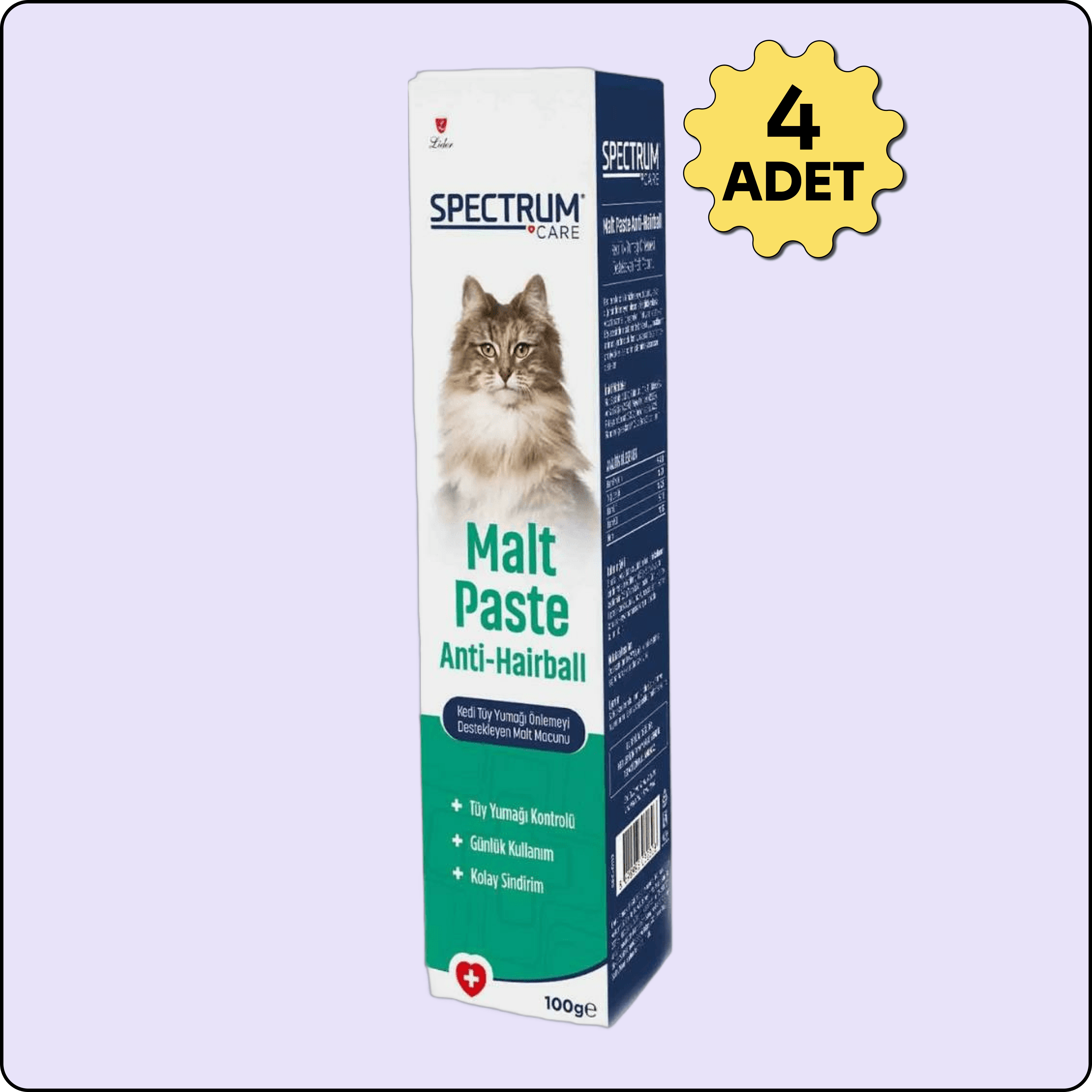 Spectrum Kedi Tüy Yumağı Önlemeyi Destekleyen Malt Macunu 100 gr 4 Adet