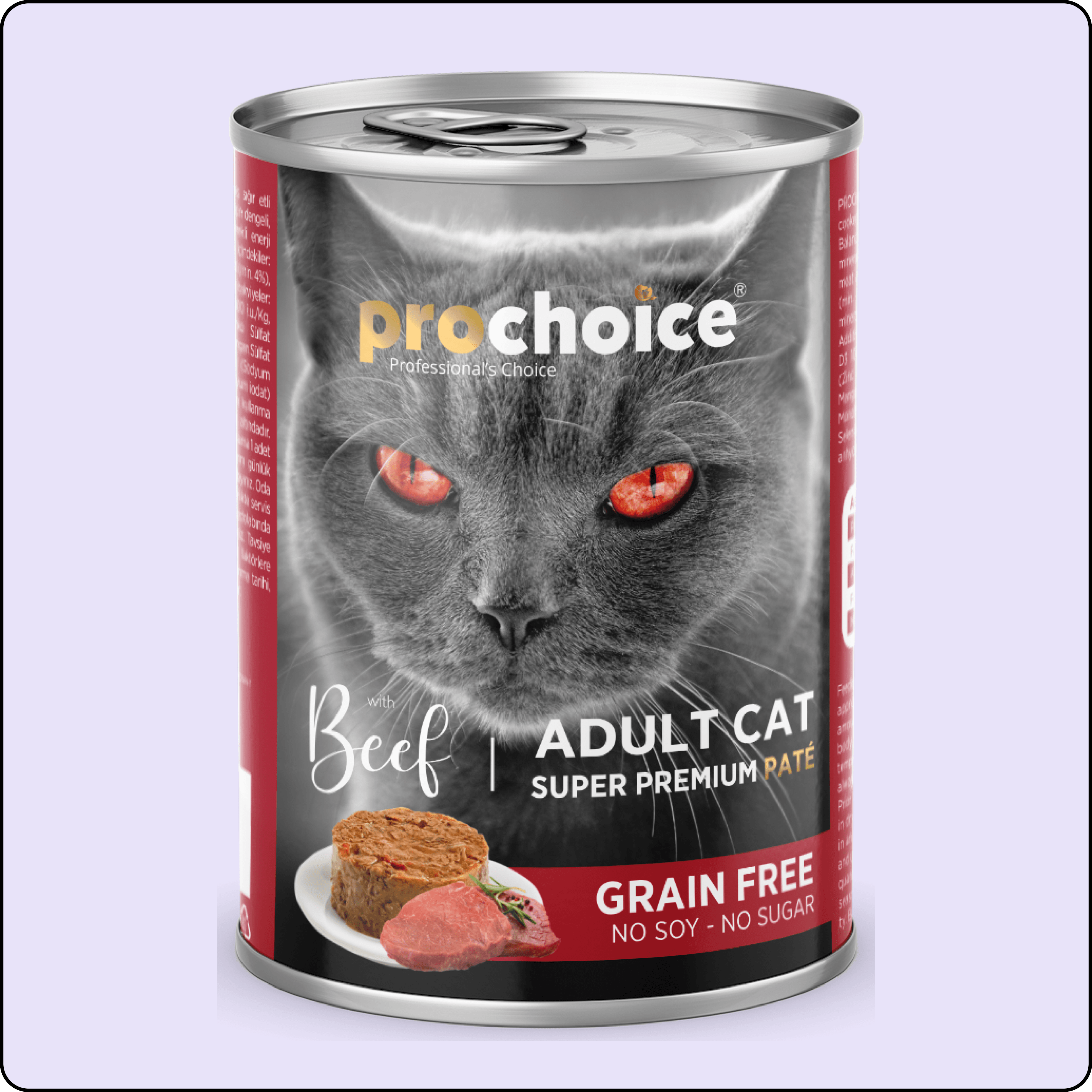 ProChoice Sığır Etli Şekersiz Tahılsız Ezme Yetişkin Kedi Konservesi 400 gr