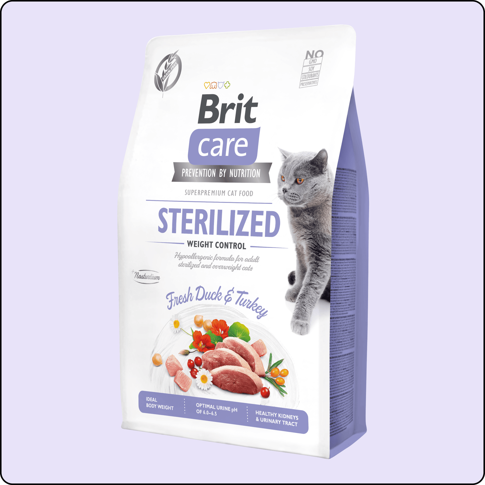 Brit Care Hypo-Allergenic Kilo Kontrolü için Ördekli Tahılsız Kısırlaştırılmış Kedi Maması 2 kg