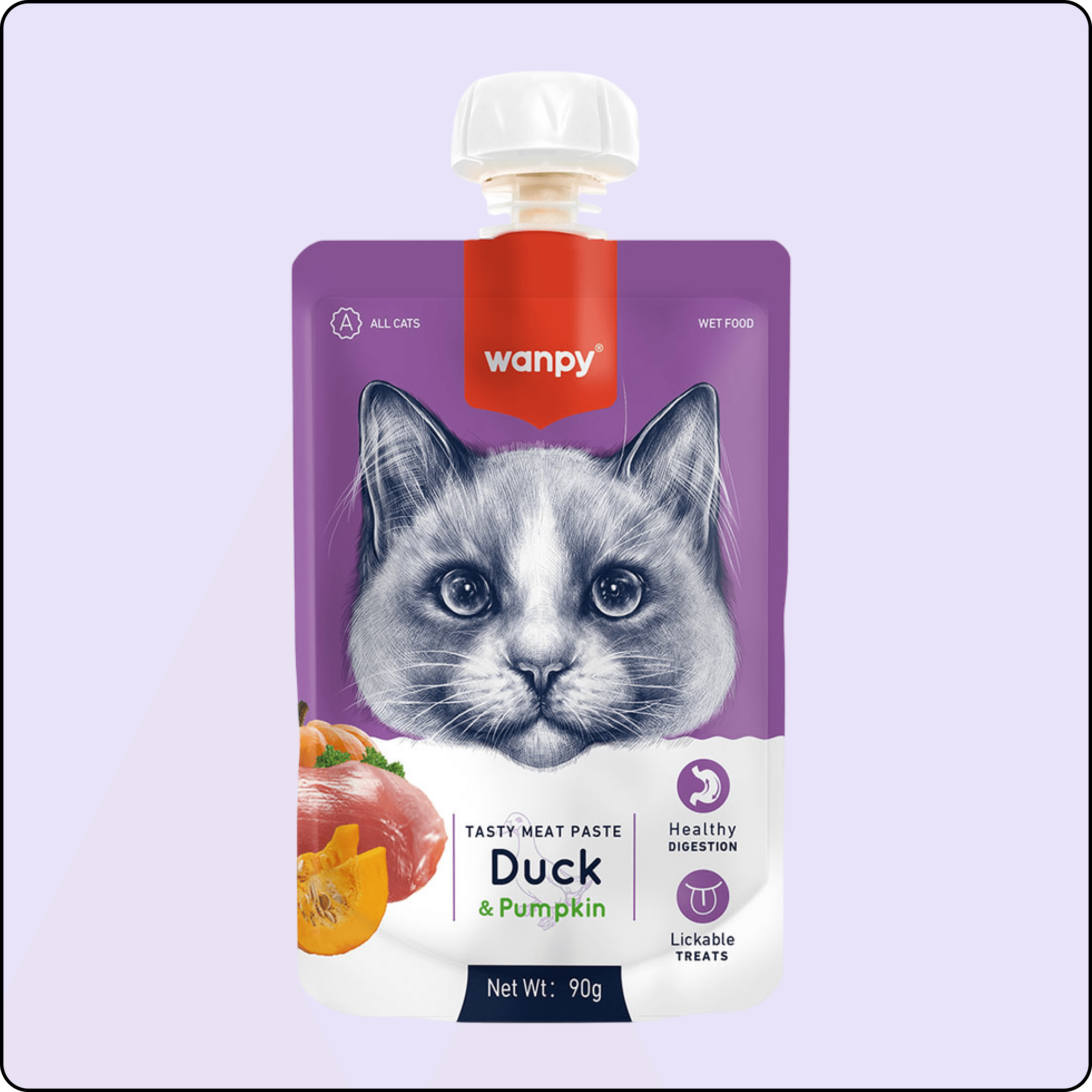 Wanpy Taze Ördekli Ve Bal Kabaklı Kedi Et Ezmesi 90 gr