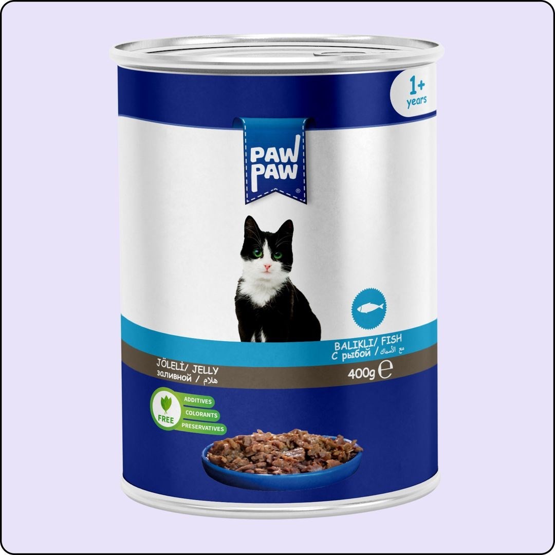Paw Paw Balık Etli Yetişkin Kedi Konserve Maması 400 gr 12 Adet