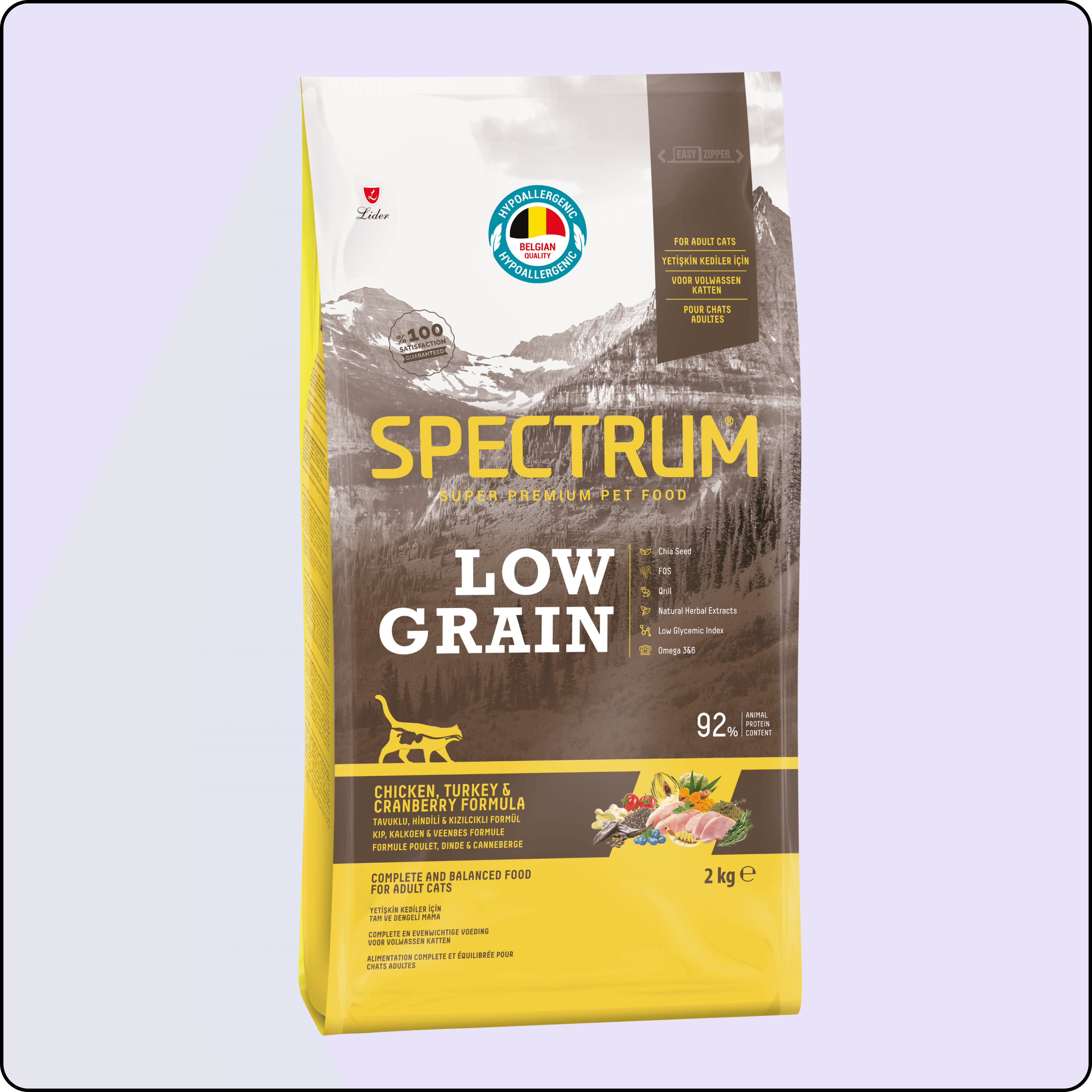 Spectrum Düşük Tahıllı Tavuklu Hindili ve Yaban Mersinli Yetişkin Kedi Maması 2.6 Kg