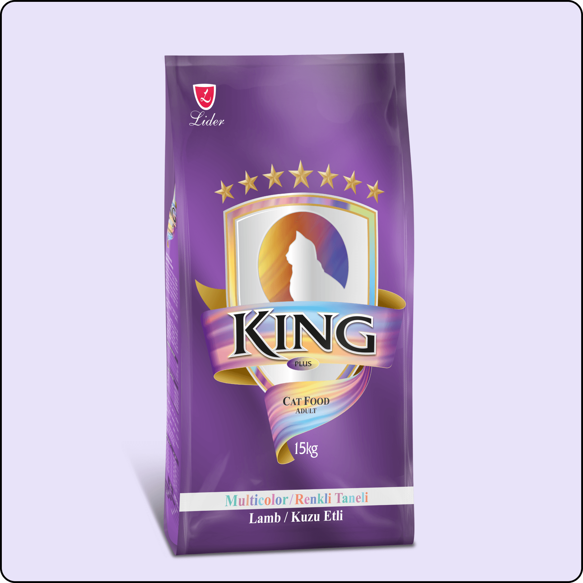 King Multicolor Renkli Taneli Kuzu Etli Yetişkin Kedi Maması 15 kg