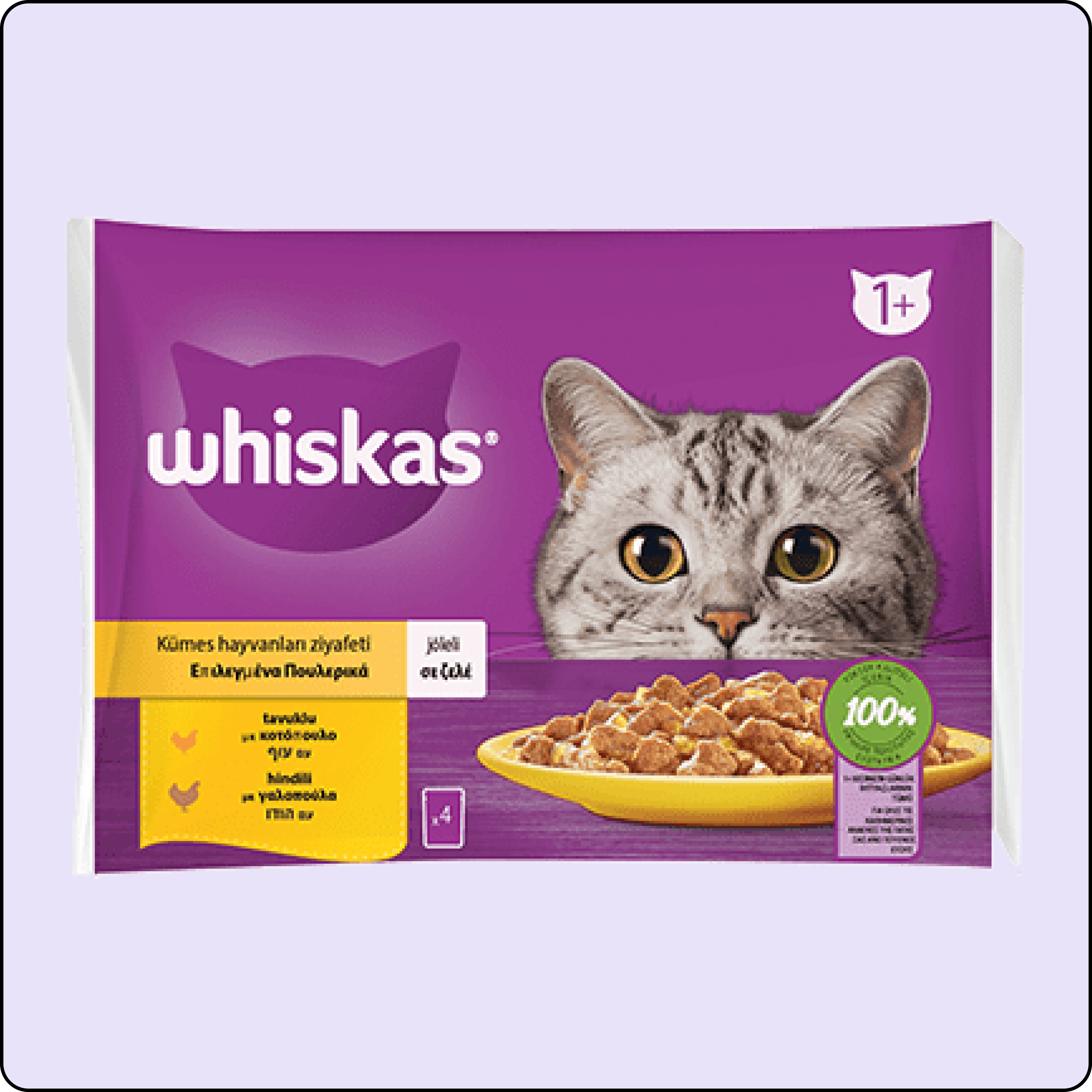 Whiskas Pouch Jöle İçinde Tavuklu ve Hindili Yetişkin Kedi Konservesi 85 gr (4'lü)