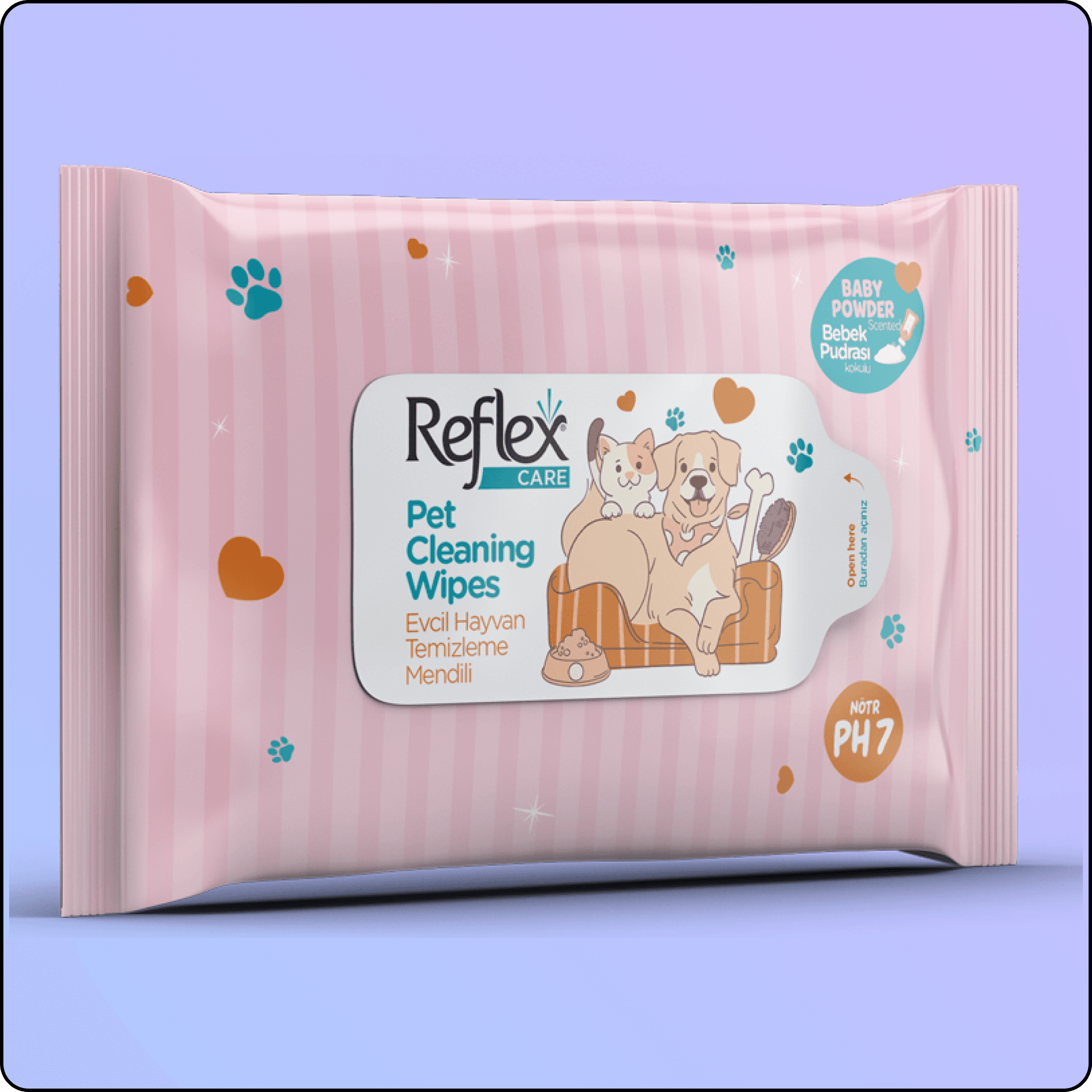 Reflex Kedi ve Köpekler İçin Çok Amaçlı Hijyenik Temizleme Mendili 