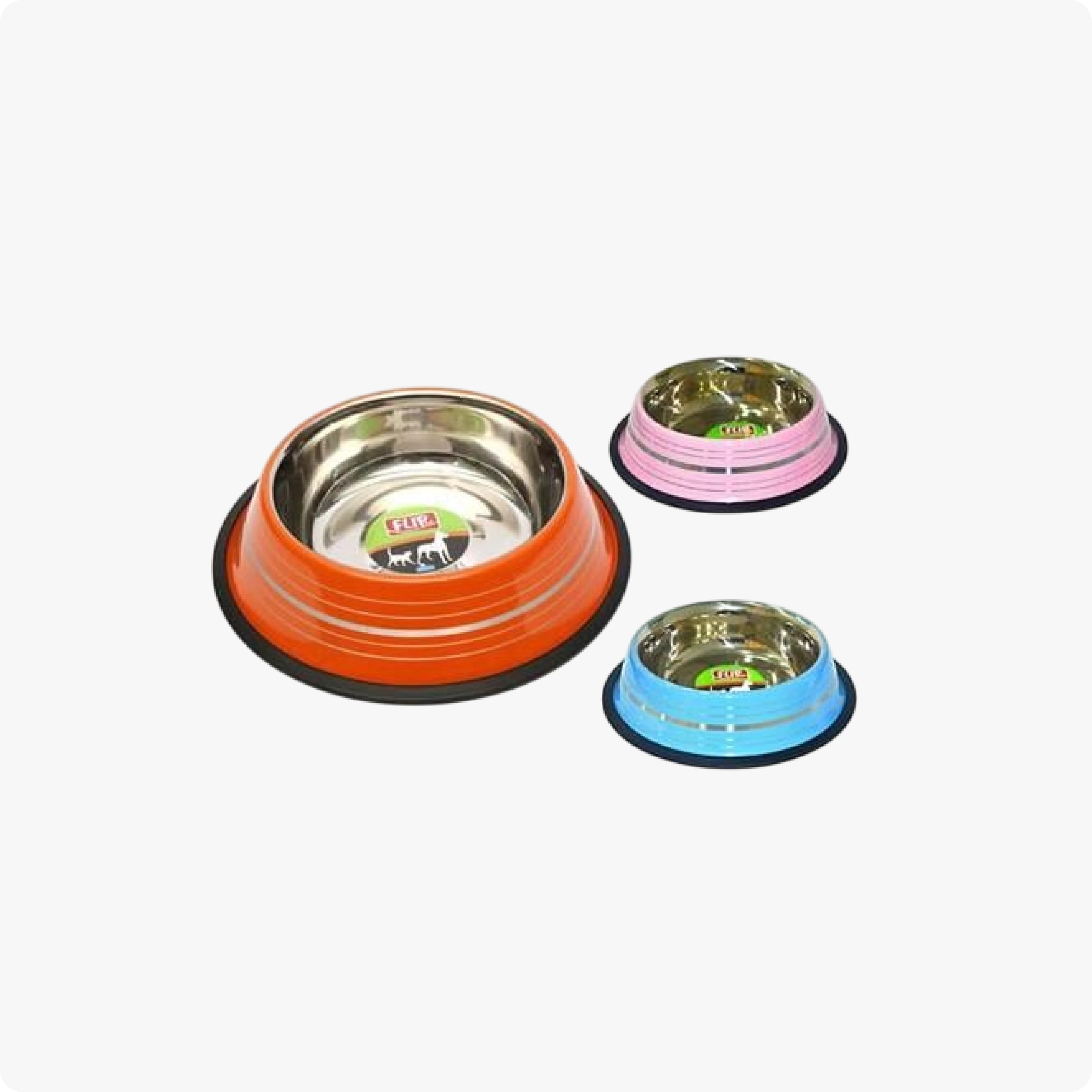 Flip Renkli Şeritli Mama Kabı 