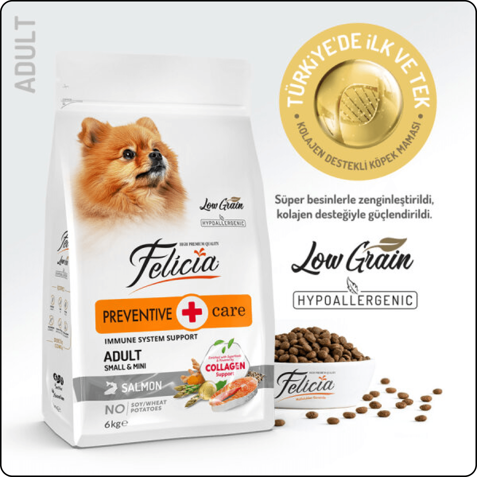 Felicia HypoAllergenic Somonlu ve Kolajenli Küçük Irk Düşük Tahıllı Yetişkin Köpek Maması 6 kg