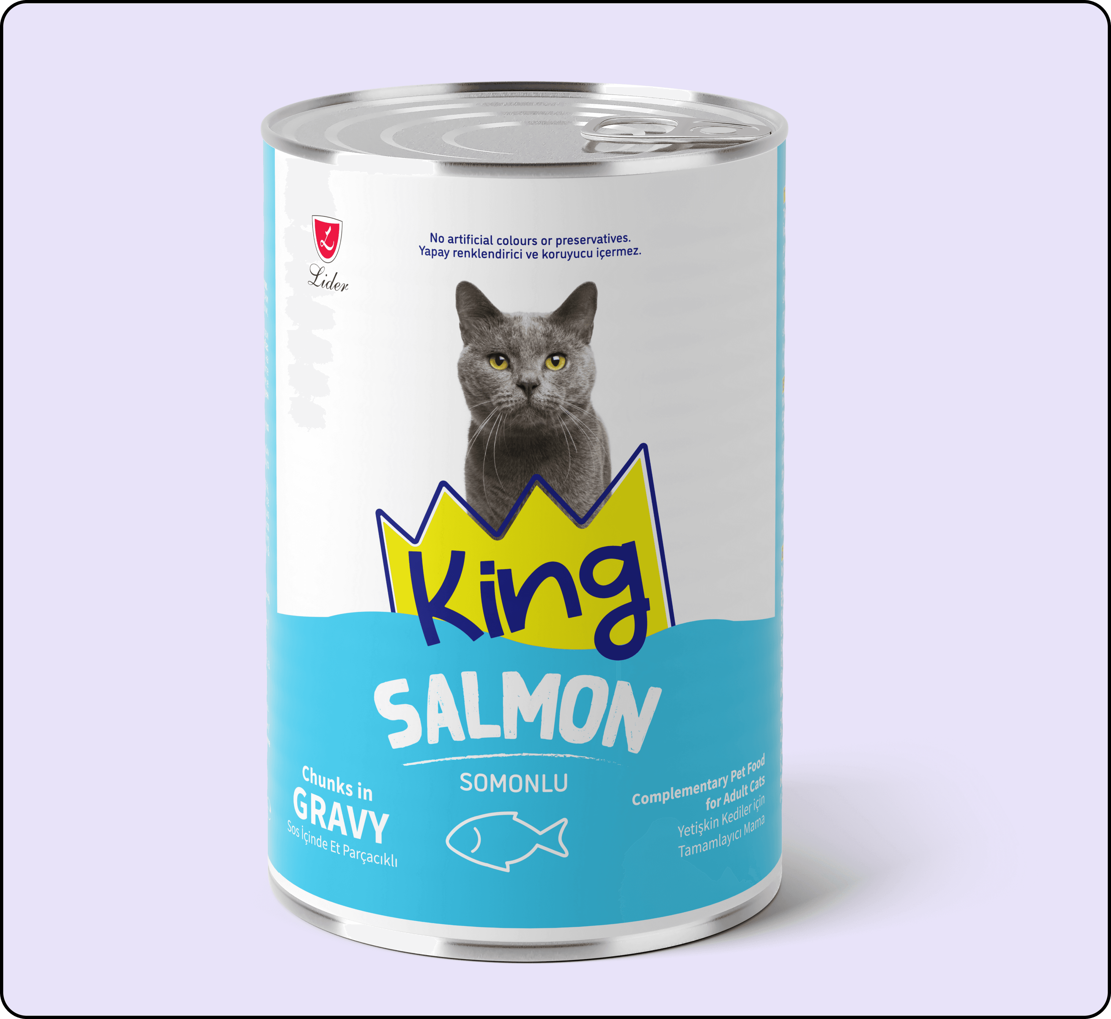 King Sos İçerisinde Et Parçacıklı Somonlu Kedi Konservesi 400 gr