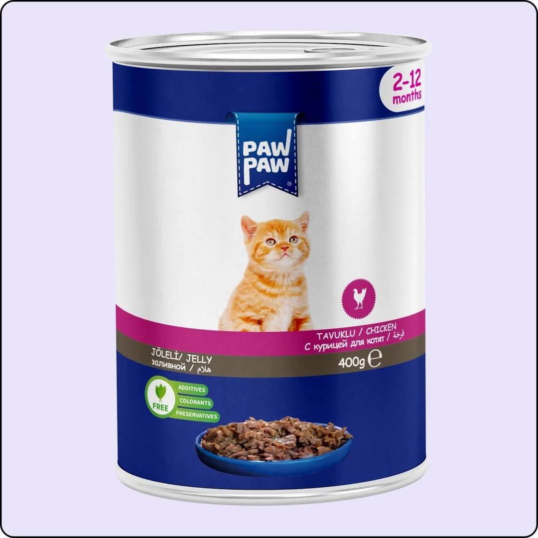 Paw Paw Tavuk Etli Yavru Kedi Konserve Maması 400 gr 24 Adet
