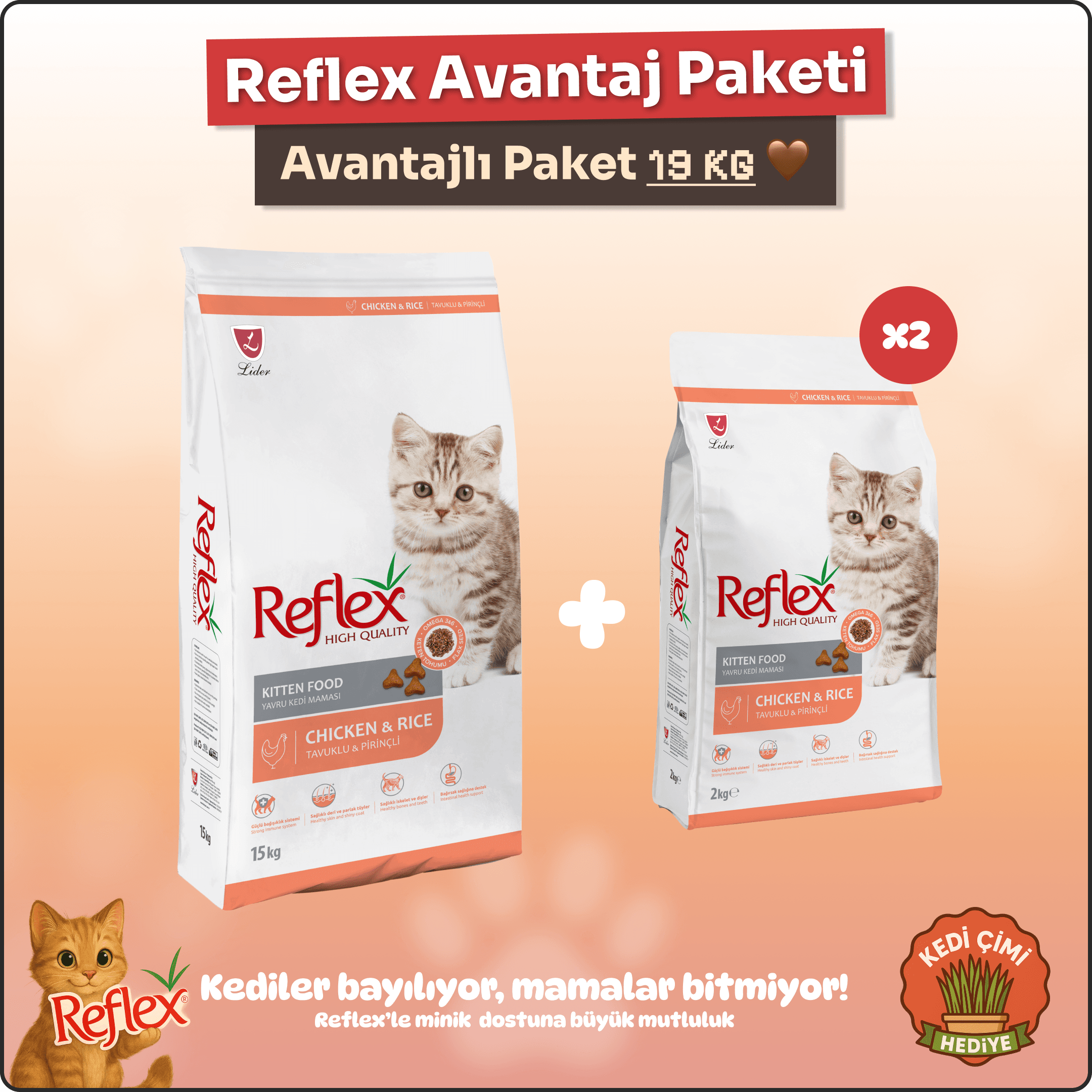 Reflex Tavuklu Yavru Kedi Maması 19 kg – Büyük Ekonomik Paket!