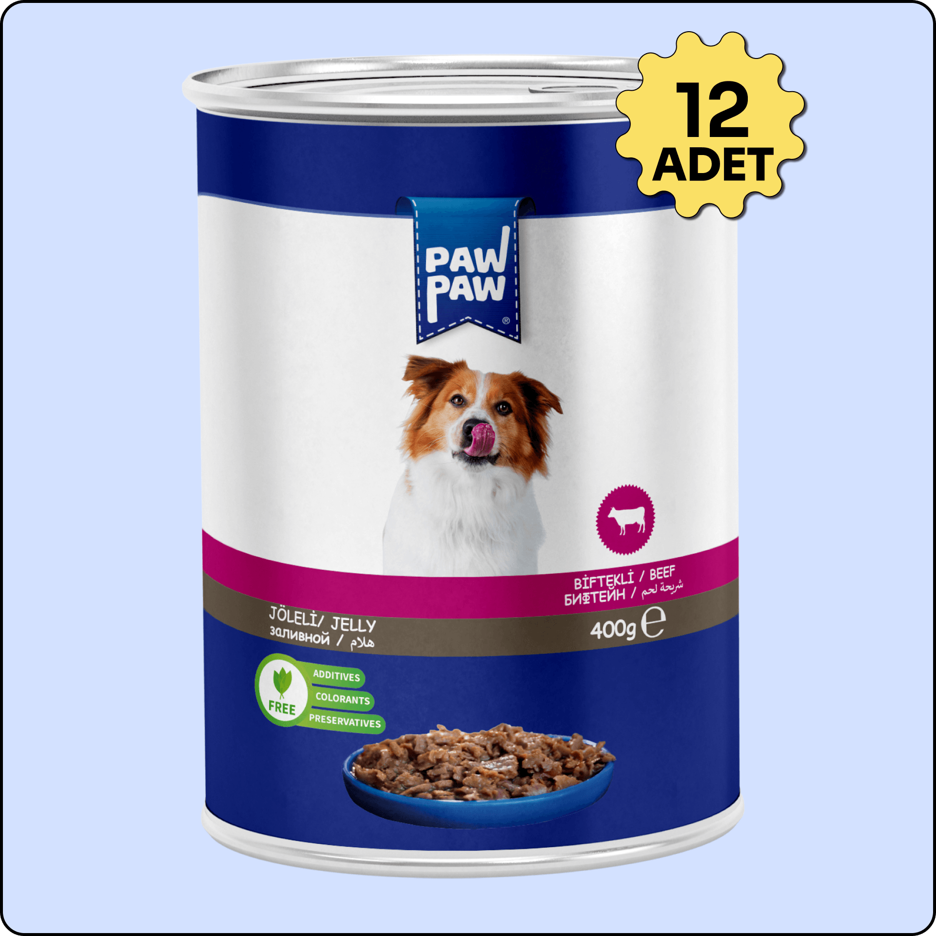 Paw Paw Sığır Etli Yetişkin Köpek Konserve Maması 400 gr 12 Adet