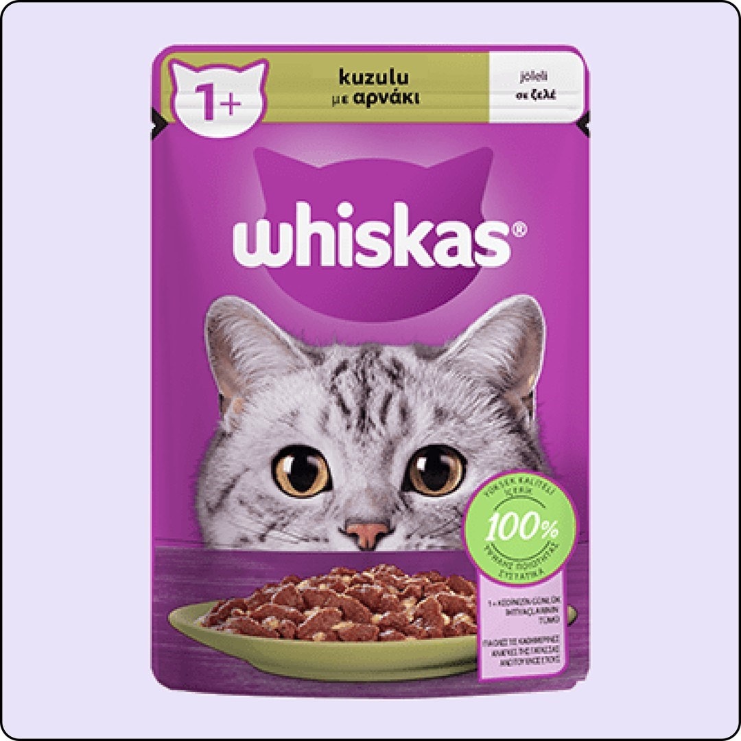 Whiskas Pouch Jöle İçinde Kuzulu Yetişkin Kedi Konservesi 85 gr 28 Adet