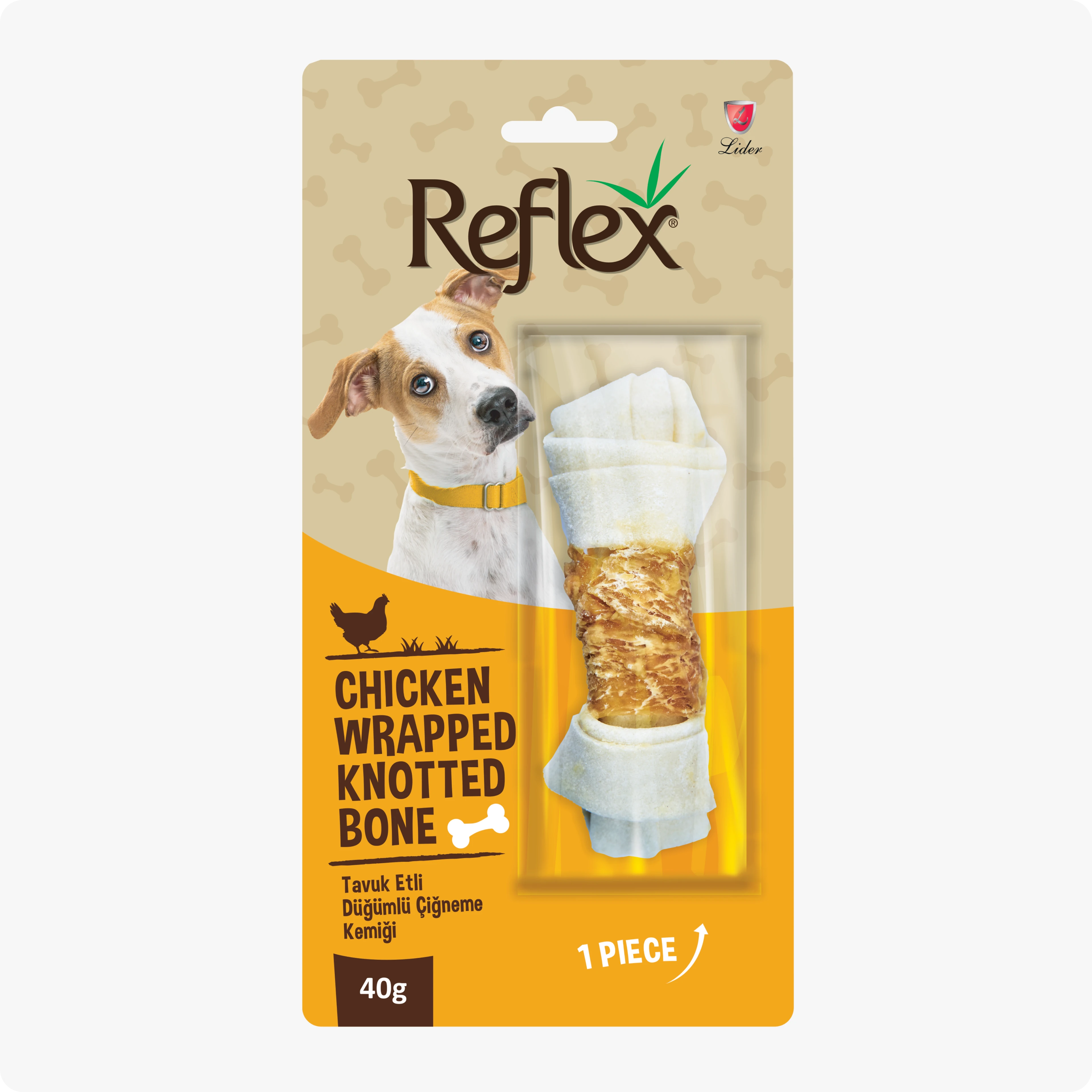 Reflex Tavuk Eti Sargılı Düğümlü Köpek Çiğneme Kemiği 40 gr