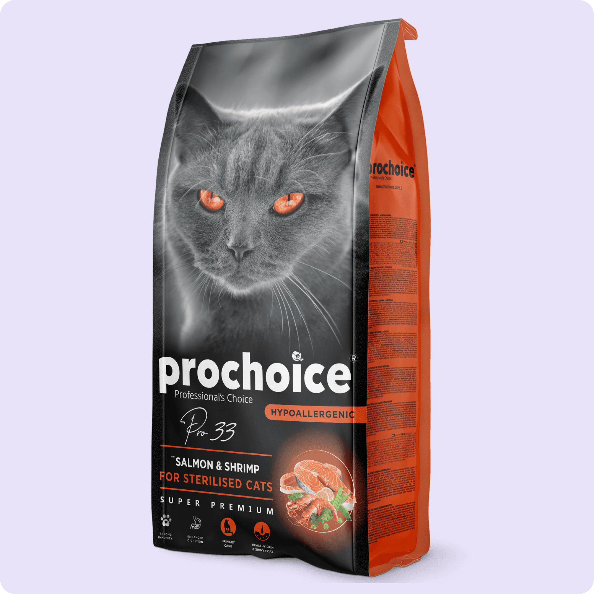 ProChoice 33 Somonlu ve Karidesli Düşük Tahıllı Kısırlaştırılmış Kedi Maması 15 kg