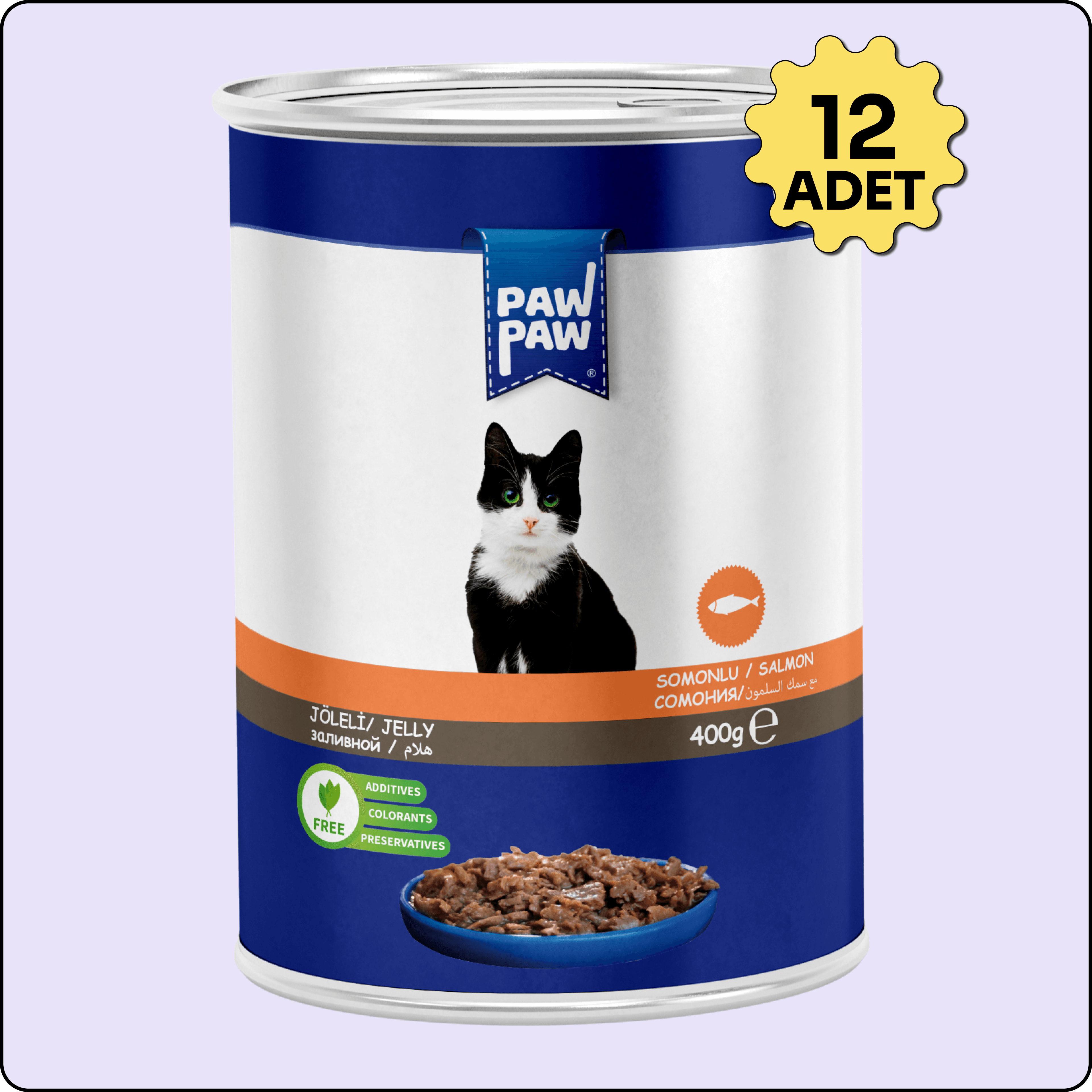 Paw Paw Somonlu Yetişkin Kedi Konserve Maması 400 gr 12 Adet
