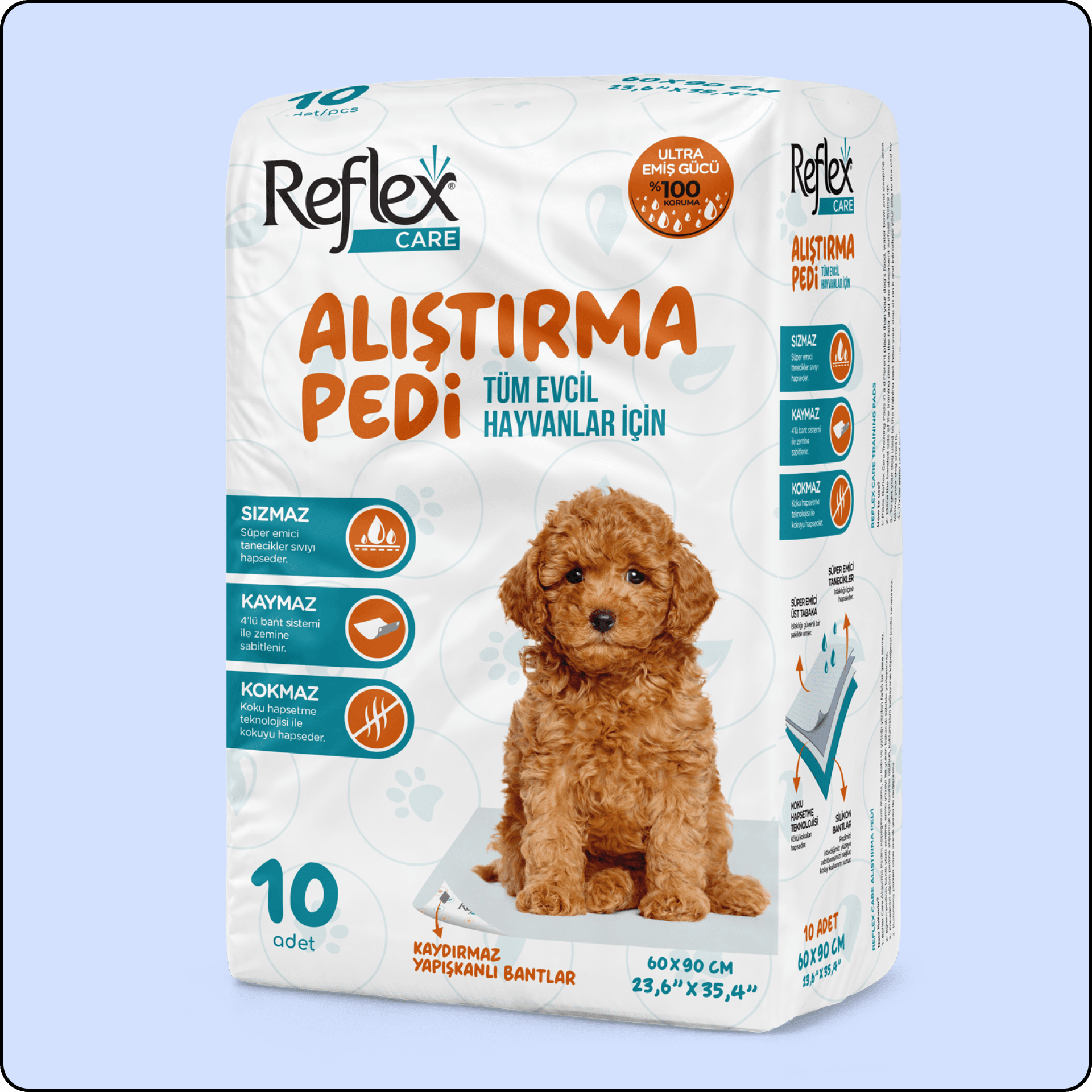 Reflex Care Kaydırmaz Köpek Alıştırma Pedi 60x90cm (10'lu)
