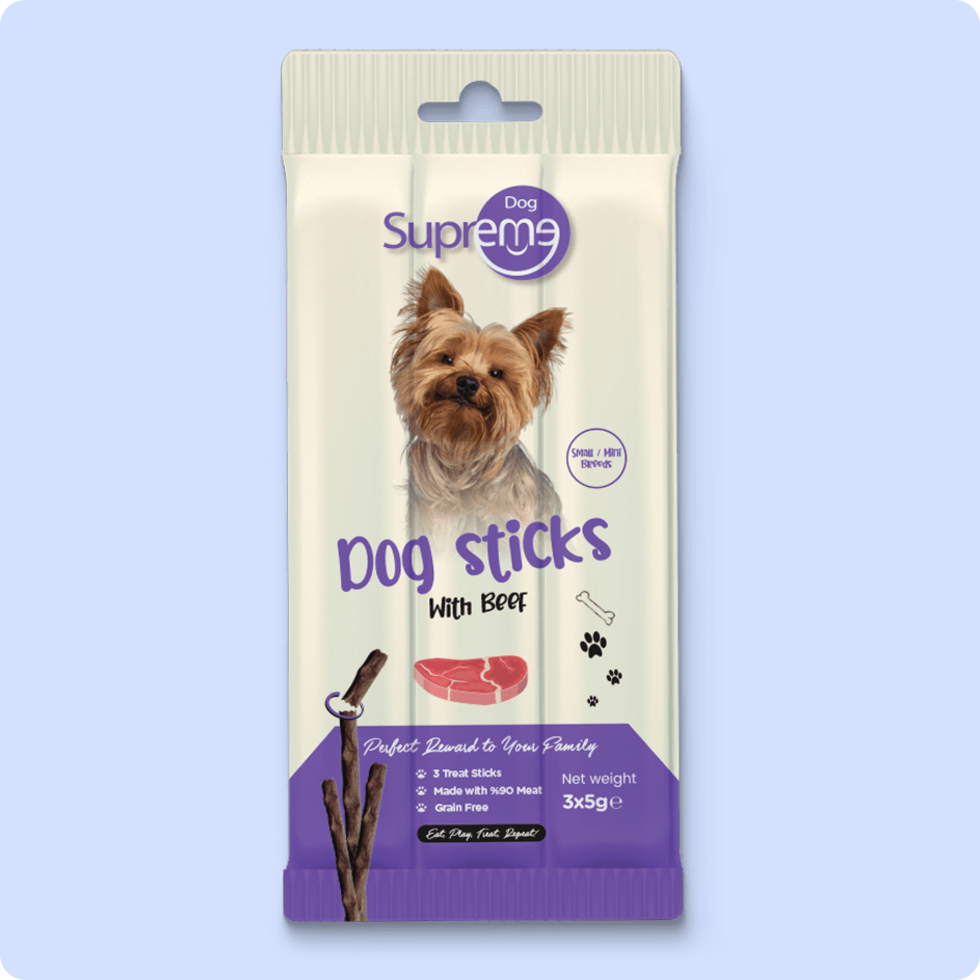 Supreme Dog Sticks Sığır Etli Küçük Irk Köpek Ödül Çubuğu 5 gr (3'lü)