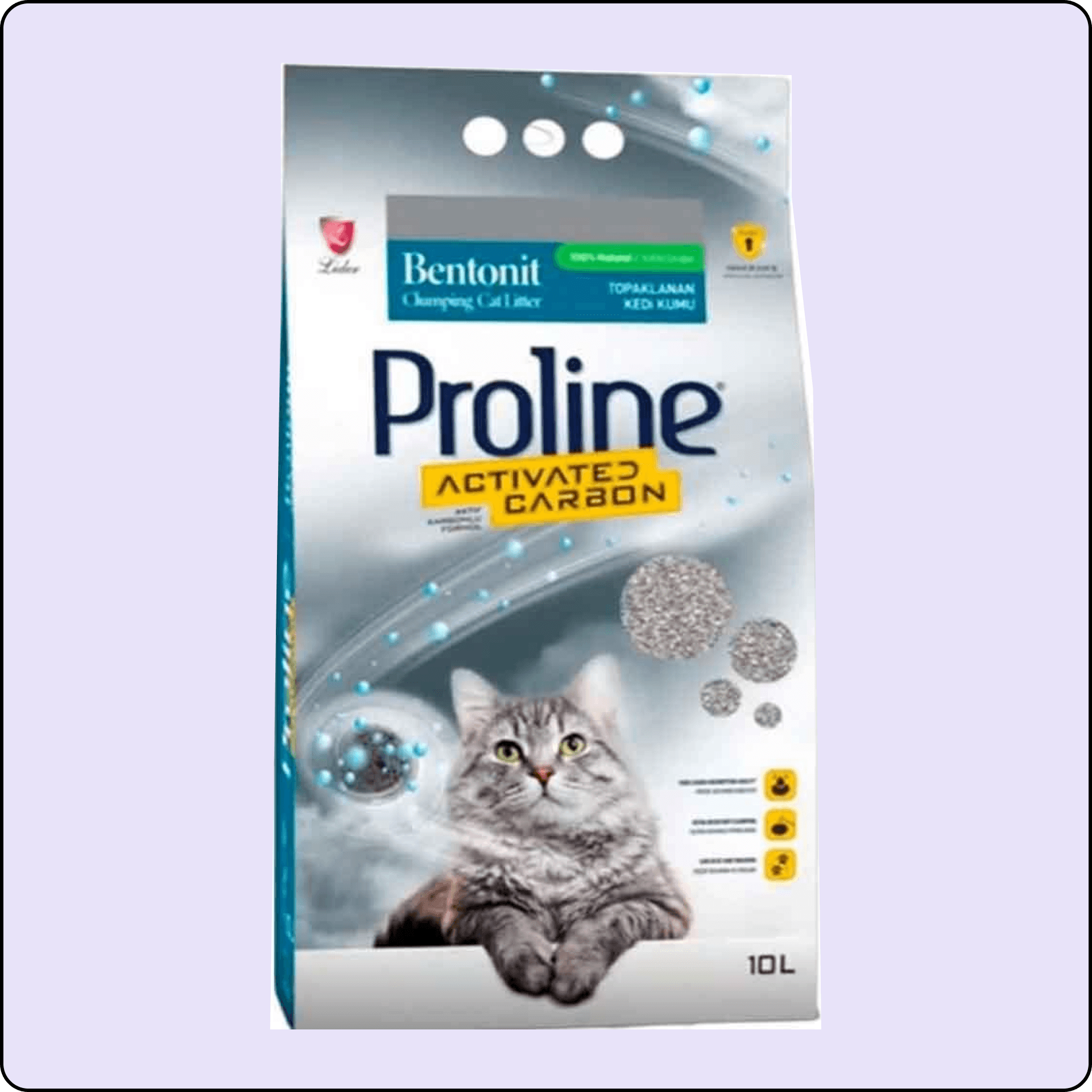 Proline Aktif Karbonlu Topaklanan Bentonit Kedi Kumu 10 lt