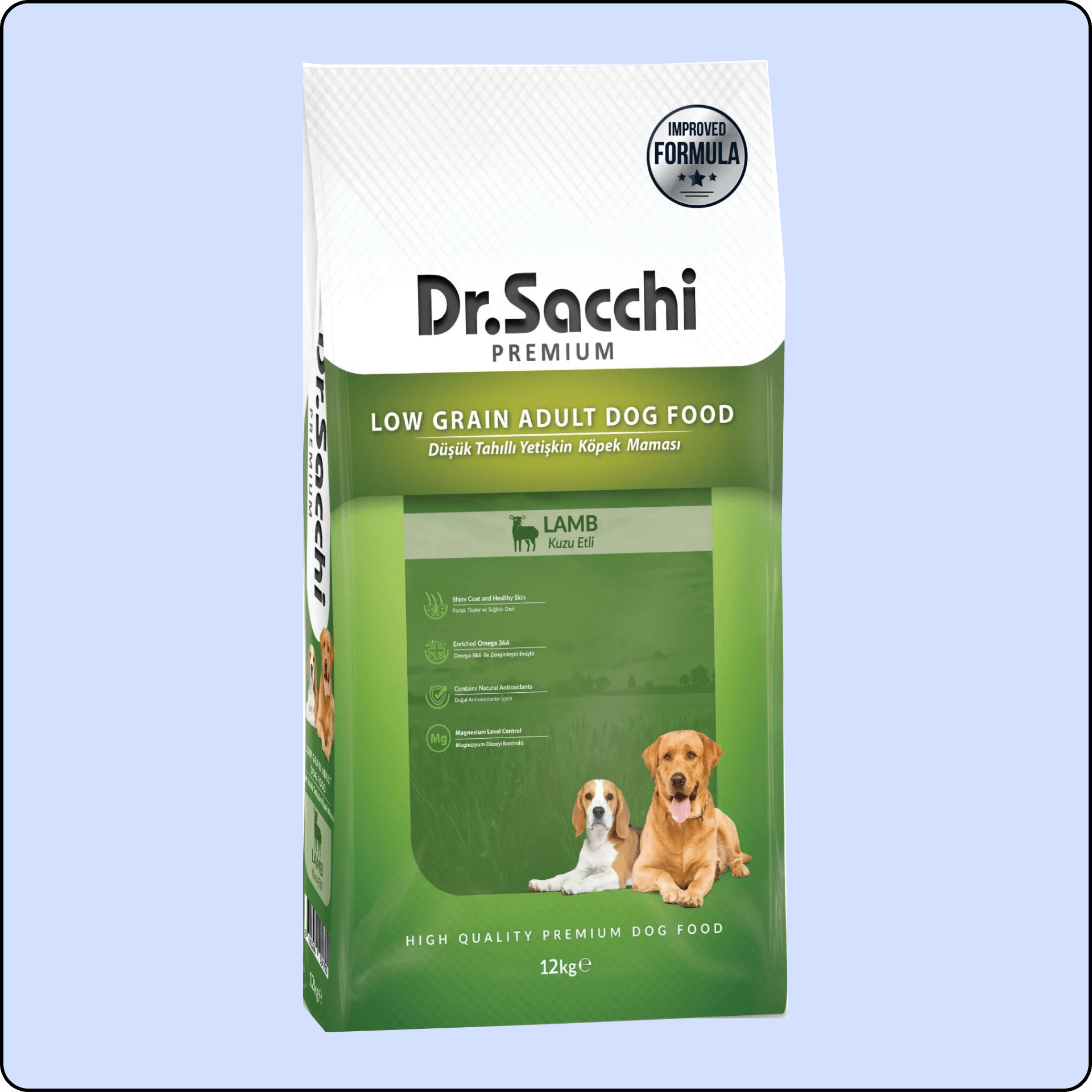 Dr.Sacchi Premium Kuzu Etli Düşük Tahıllı Yetişkin Köpek Maması 12 kg