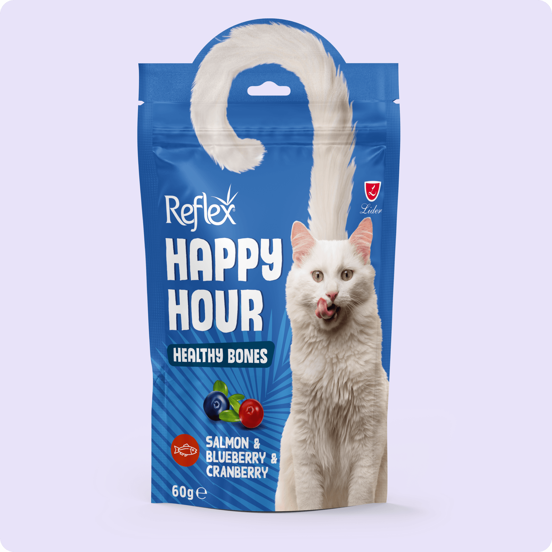 Reflex Happy Hour Sağlıklı Kemikler İçin Destekleyici Somonlu, Yaban Mersinli ve Kızılcıklı Kedi Ödül Maması 60 gr