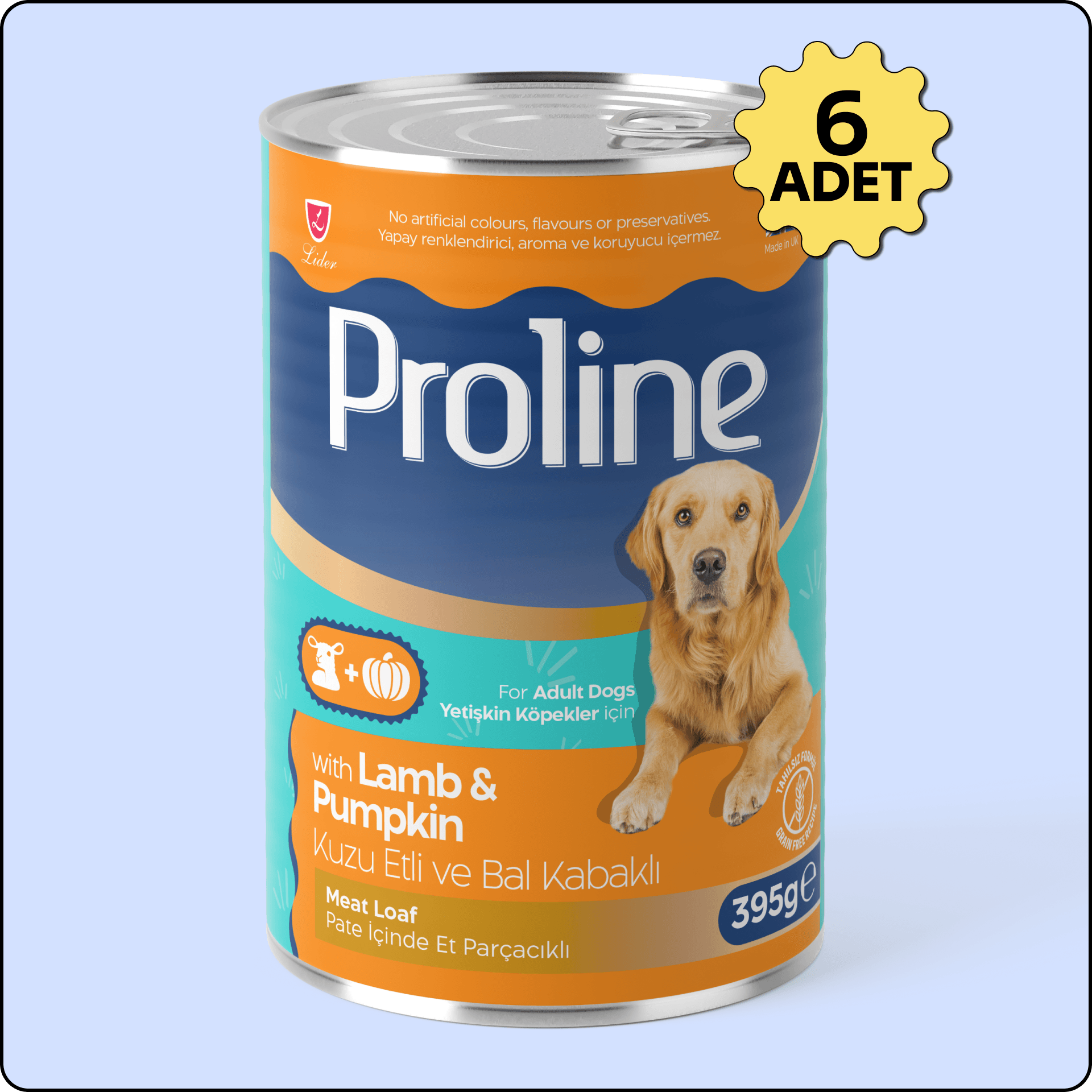 Proline Sos İçinde Parça Kuzu Etli ve Balkabaklı Yetişkin Köpek Konservesi 400 gr 6 Adet