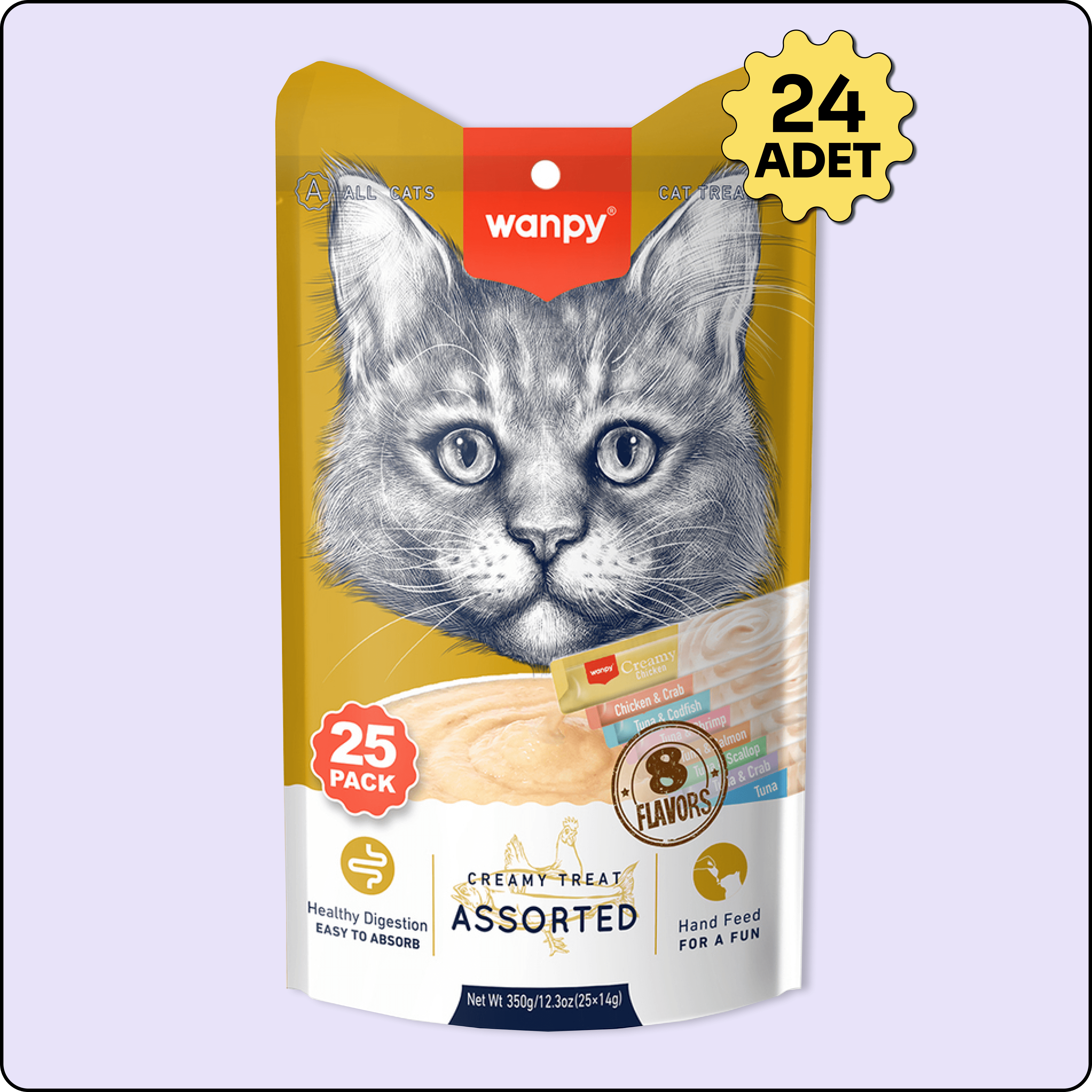 Wanpy Karışık Sıvı Kedi Ödülü 14 gr 25'li 24 adet