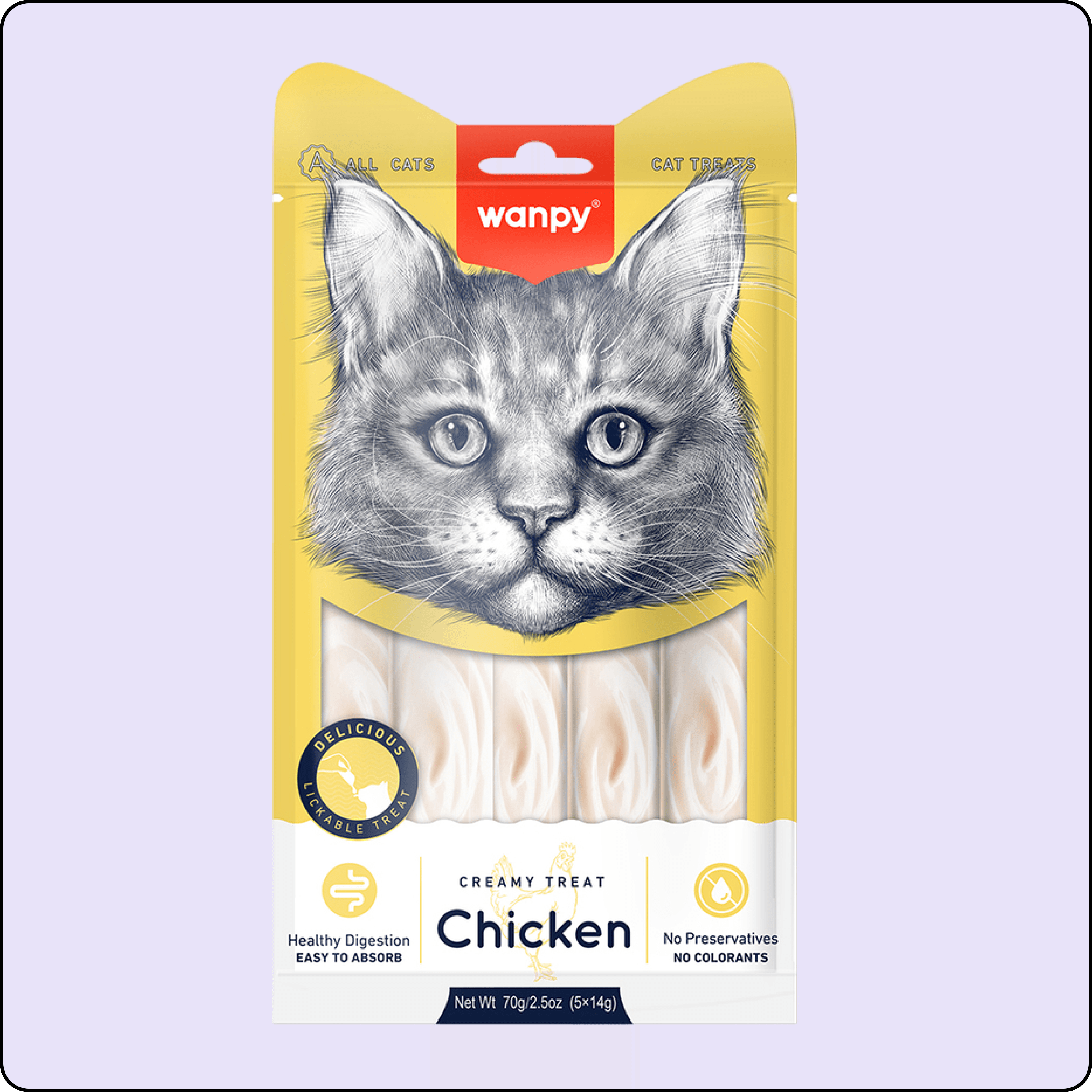 Wanpy Tavuklu Sindirim Sistemi Destekleyici Krema Kedi Ödül Maması 14gr (5'li)