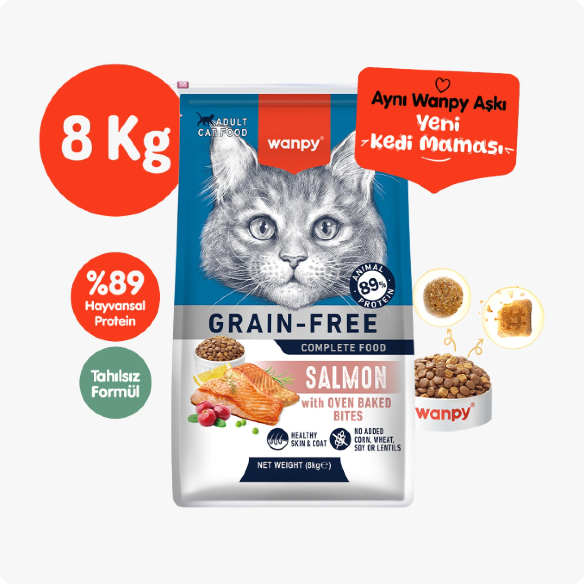 Wanpy Tahılsız Somonlu Yetişkin Kedi Maması 8 kg