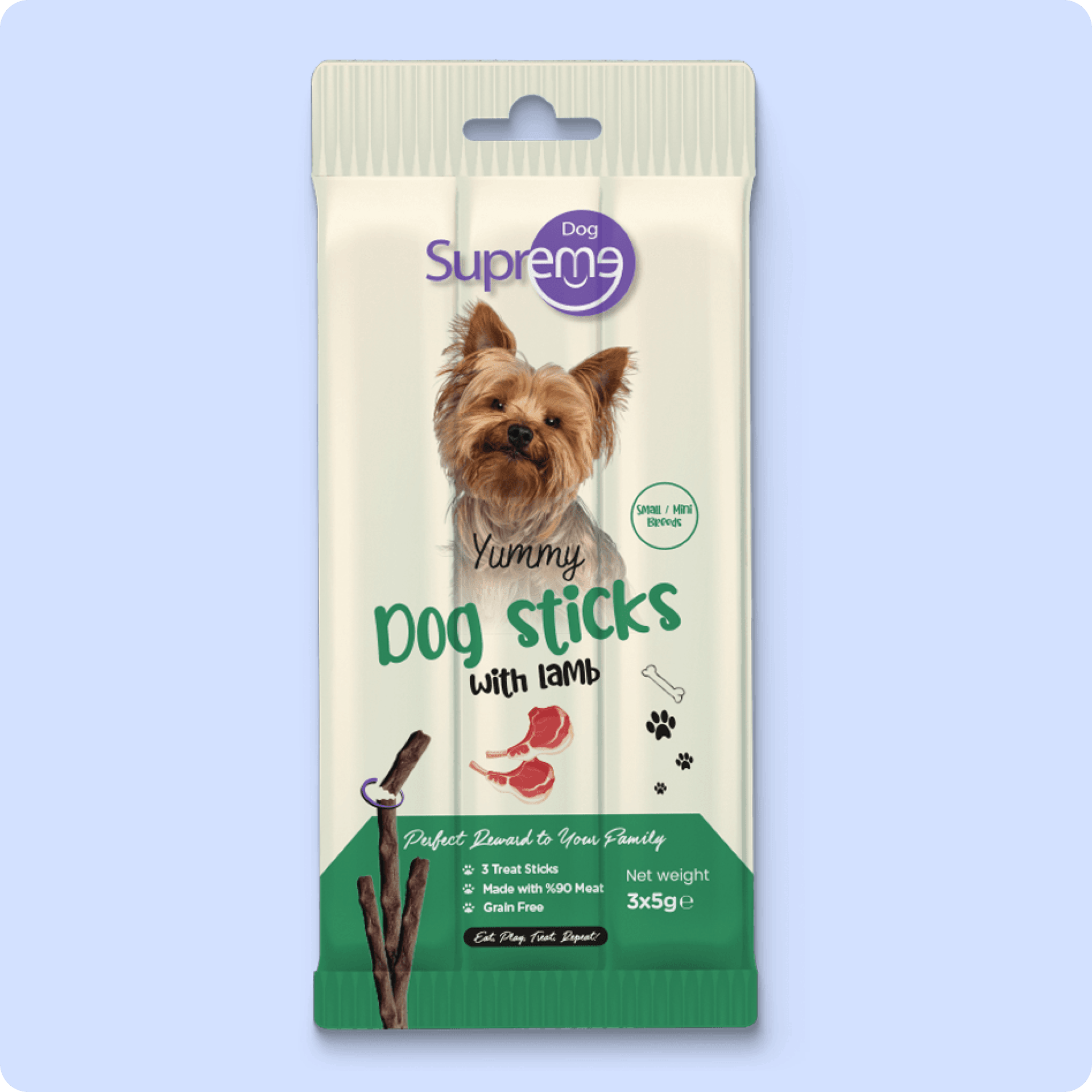 Supreme Dog Sticks Kuzu Etli Küçük Irk Köpek Ödül Çubuğu 5 gr (3'lü)