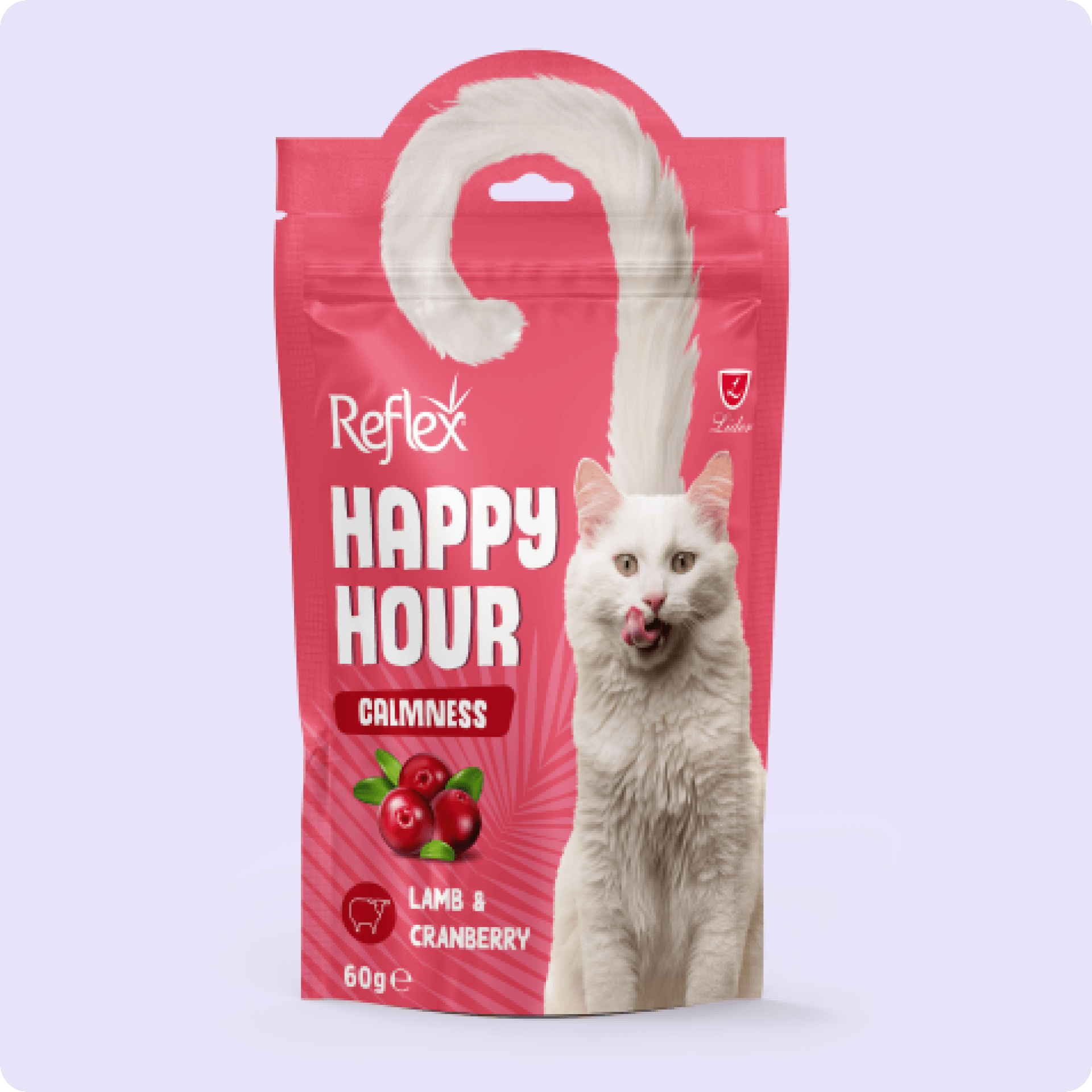 Reflex Happy Hour Sakinleşmeyi Destekleyici Kuzu Etli ve Kızılcıklı Kedi Ödül Maması 60 gr