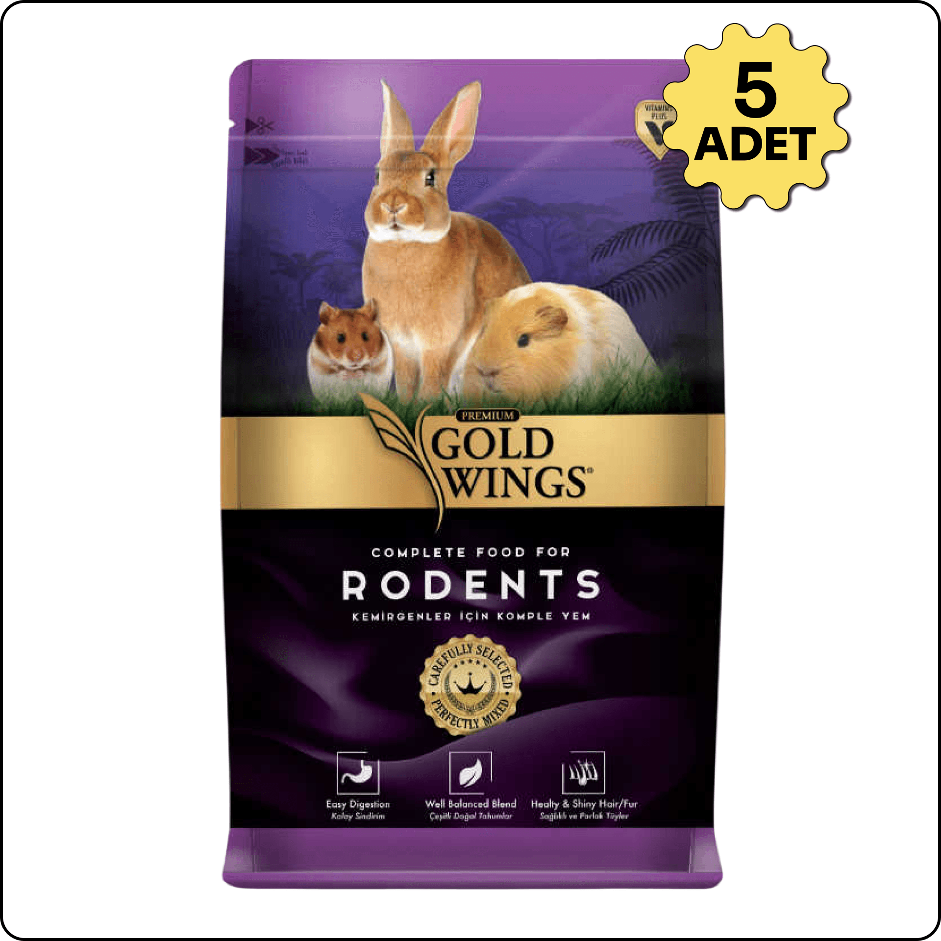 Gold Wings Premium Kemirgen Yemi 1 kg 5'li