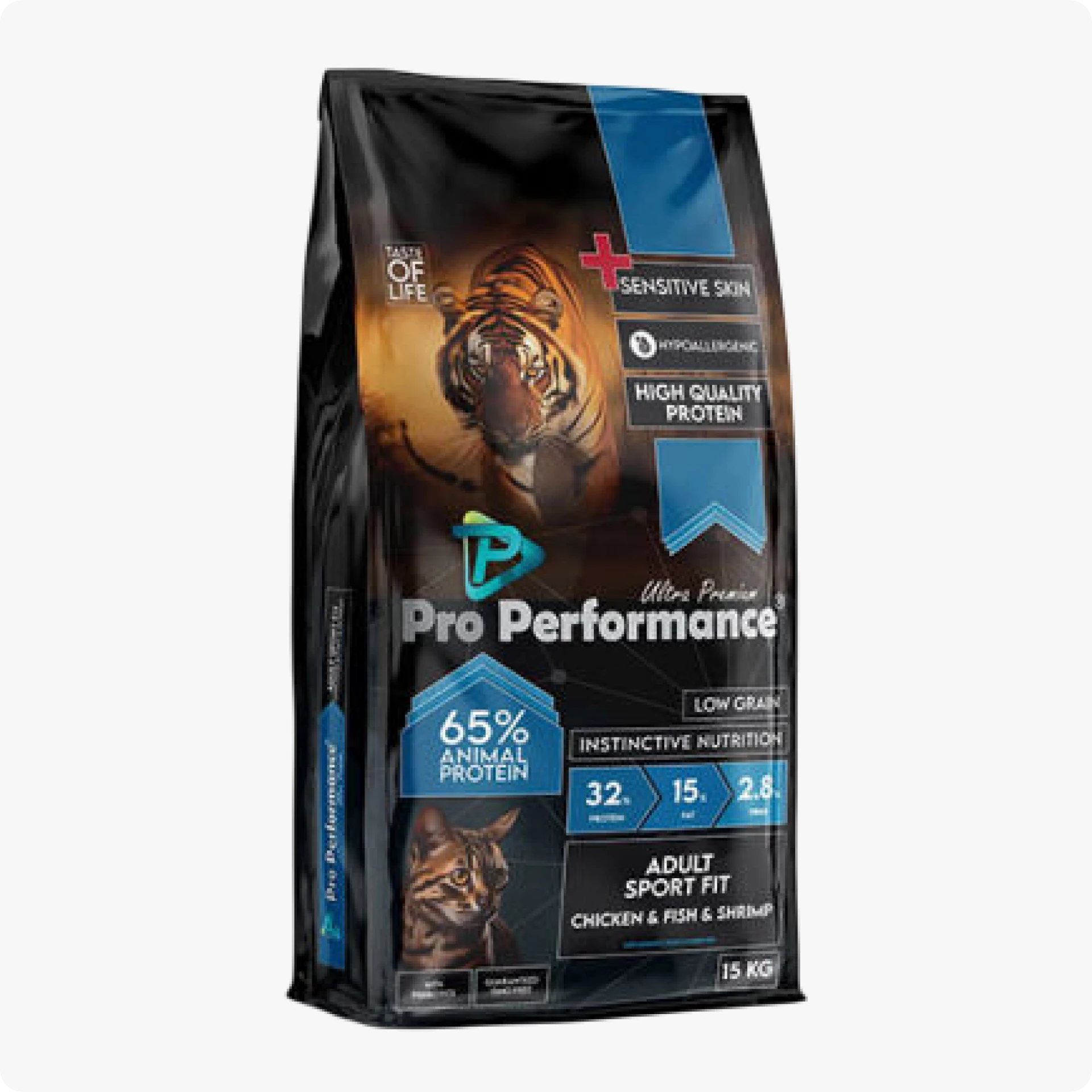 Pro Performance Kızlıcıklı Tavuklu Karidesli ve Somonlu Yetişkin Kedi Maması 15 kg