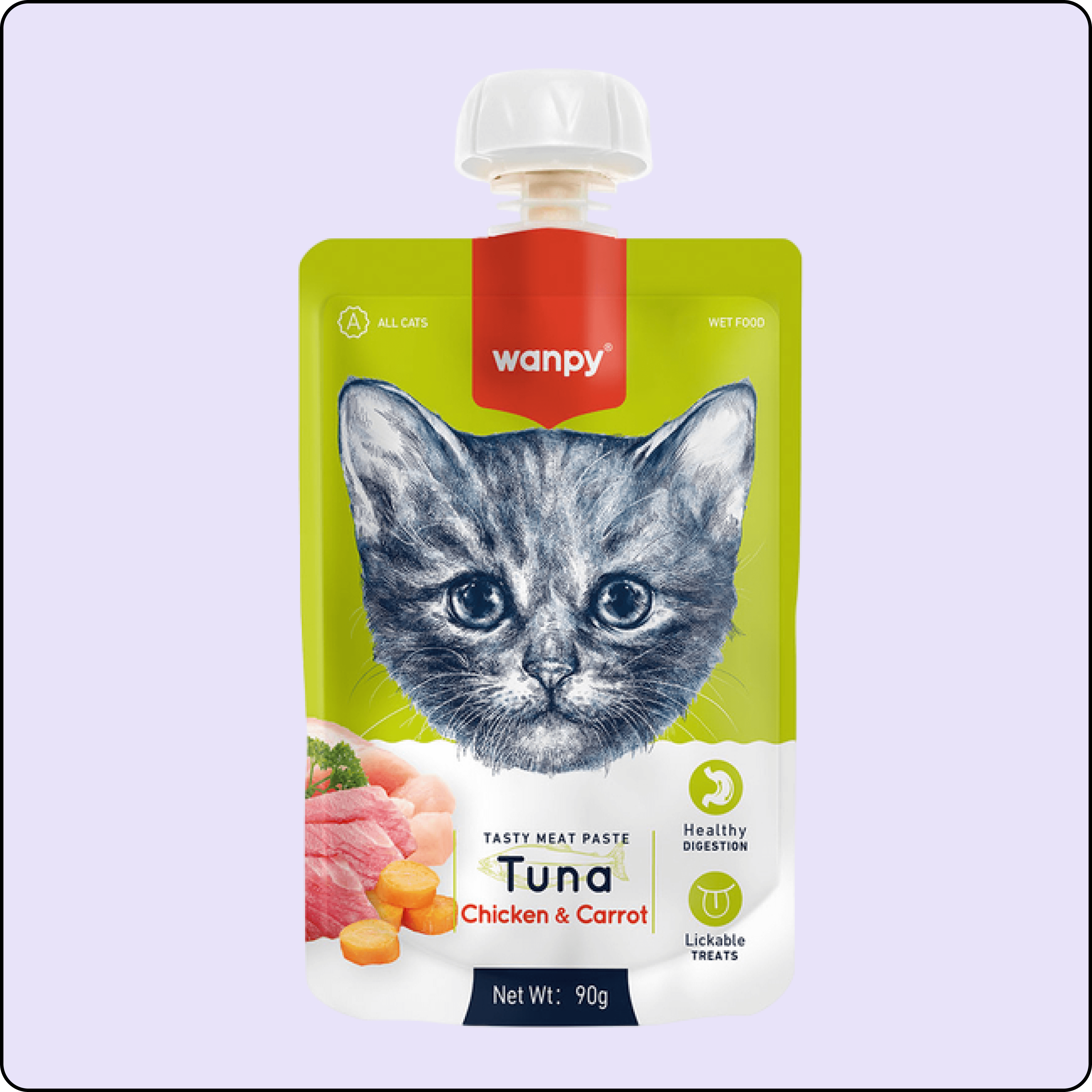 Wanpy Ton Balıklı Tavuklu ve Havuçlu Ezme Kedi Ödül Maması 90 gr