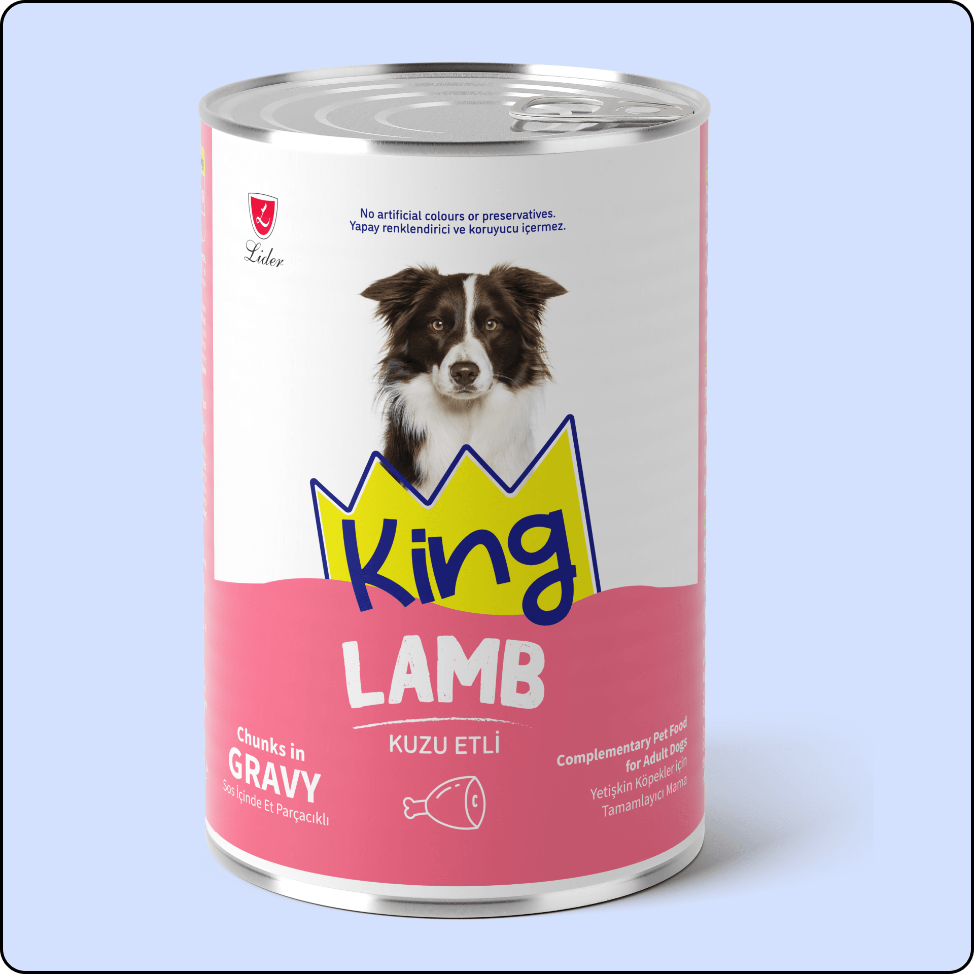 King Sos İçerisinde Et Parçacıklı Kuzu Etli Köpek Konservesi 400 gr