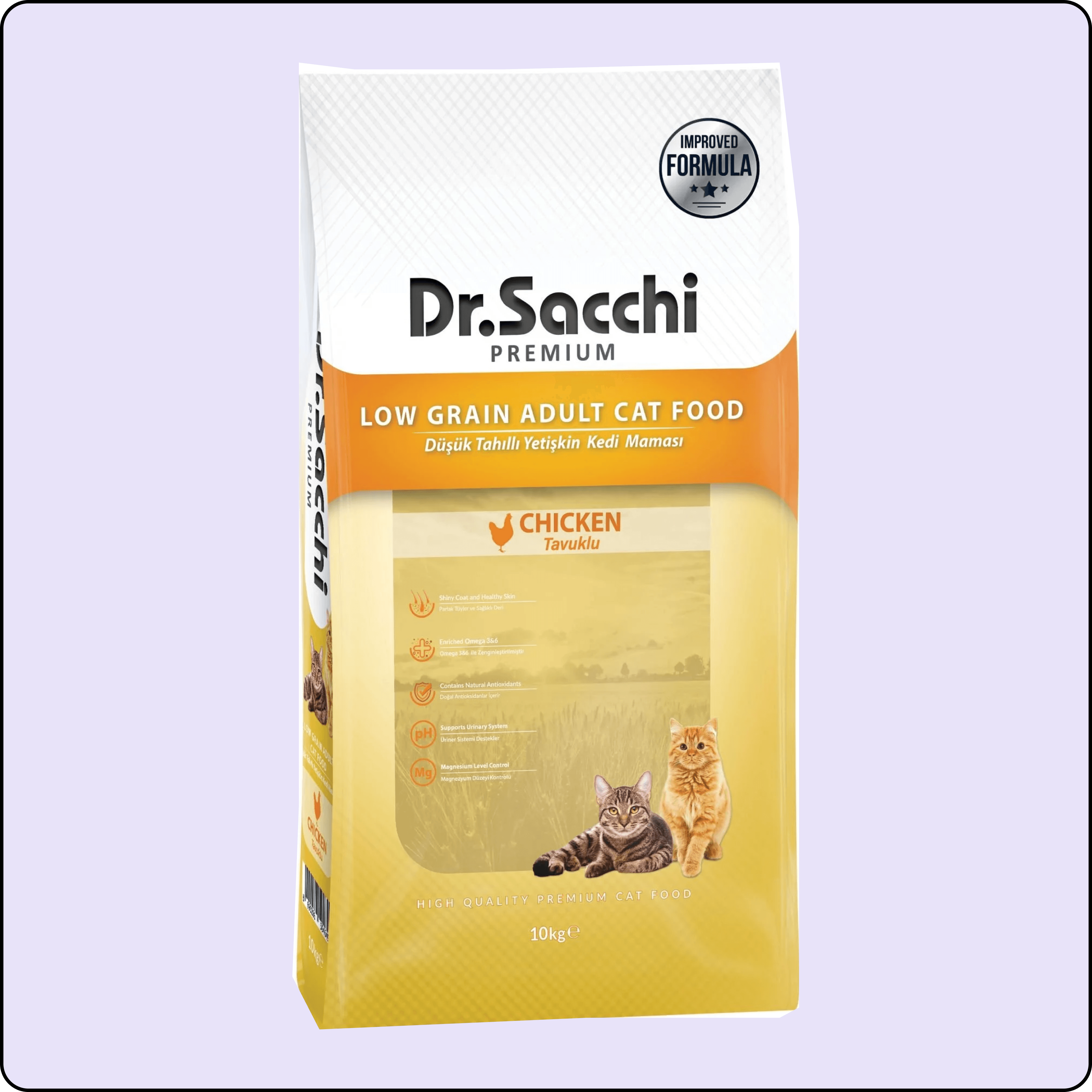 Dr.Sacchi Premium Düşük Tahıllı Tavuklu Yetişkin Kedi Maması 10 kg