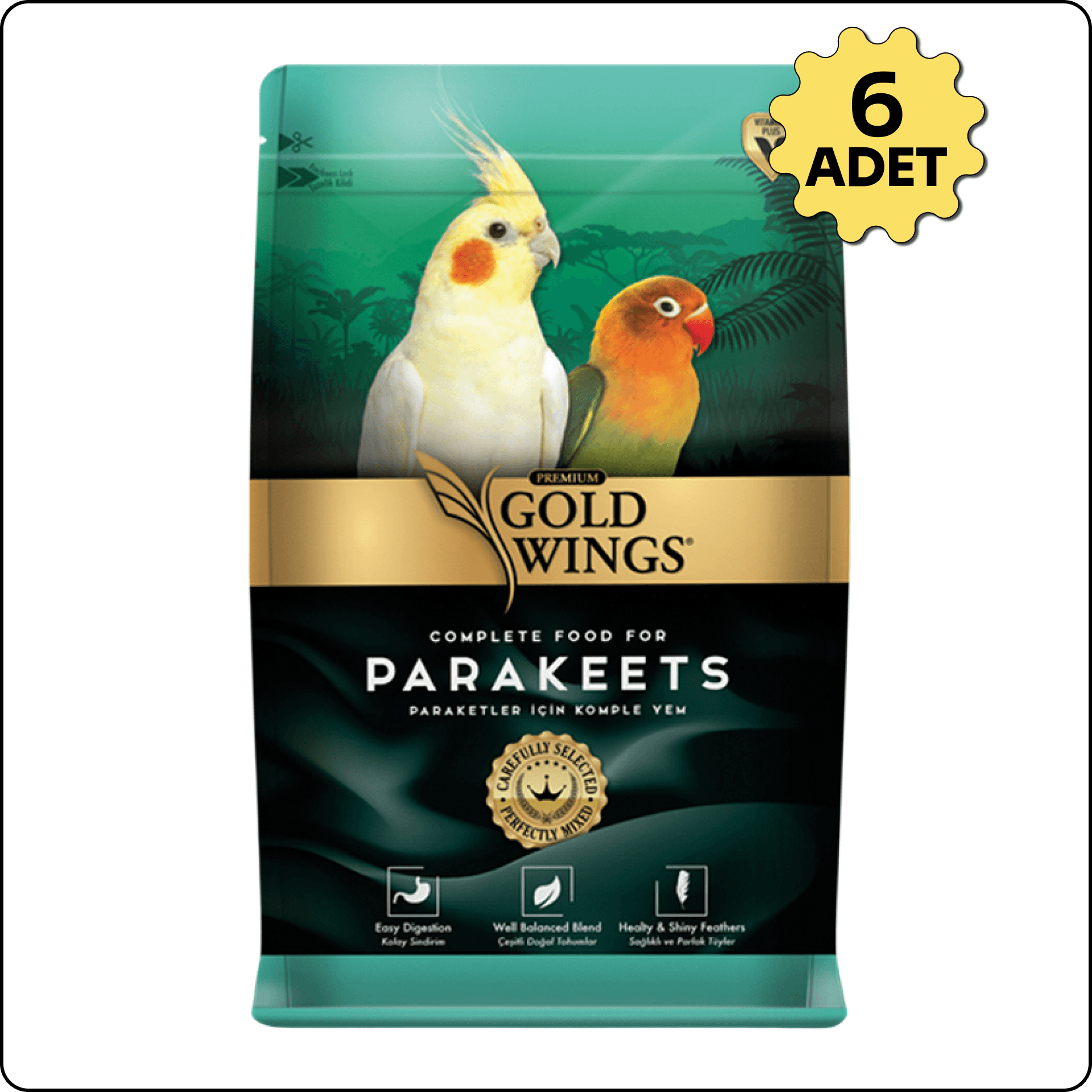 Gold Wings Premium Paraket Kuş Yemi 1 kg 6'lı
