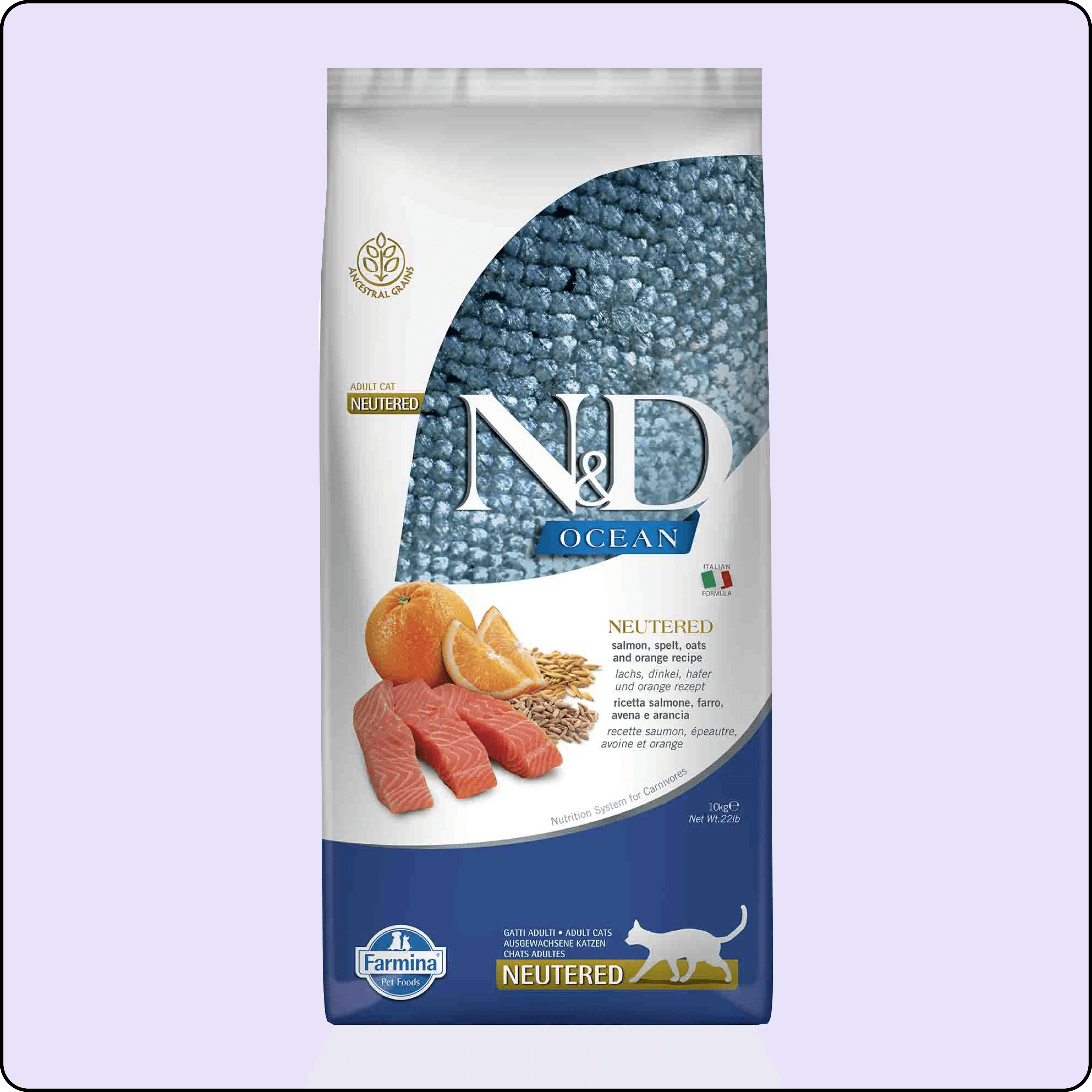 ND Ocean Düşük Tahıllı Somon ve Portakallı Kısırlaştırılmış Kedi Maması 10 kg