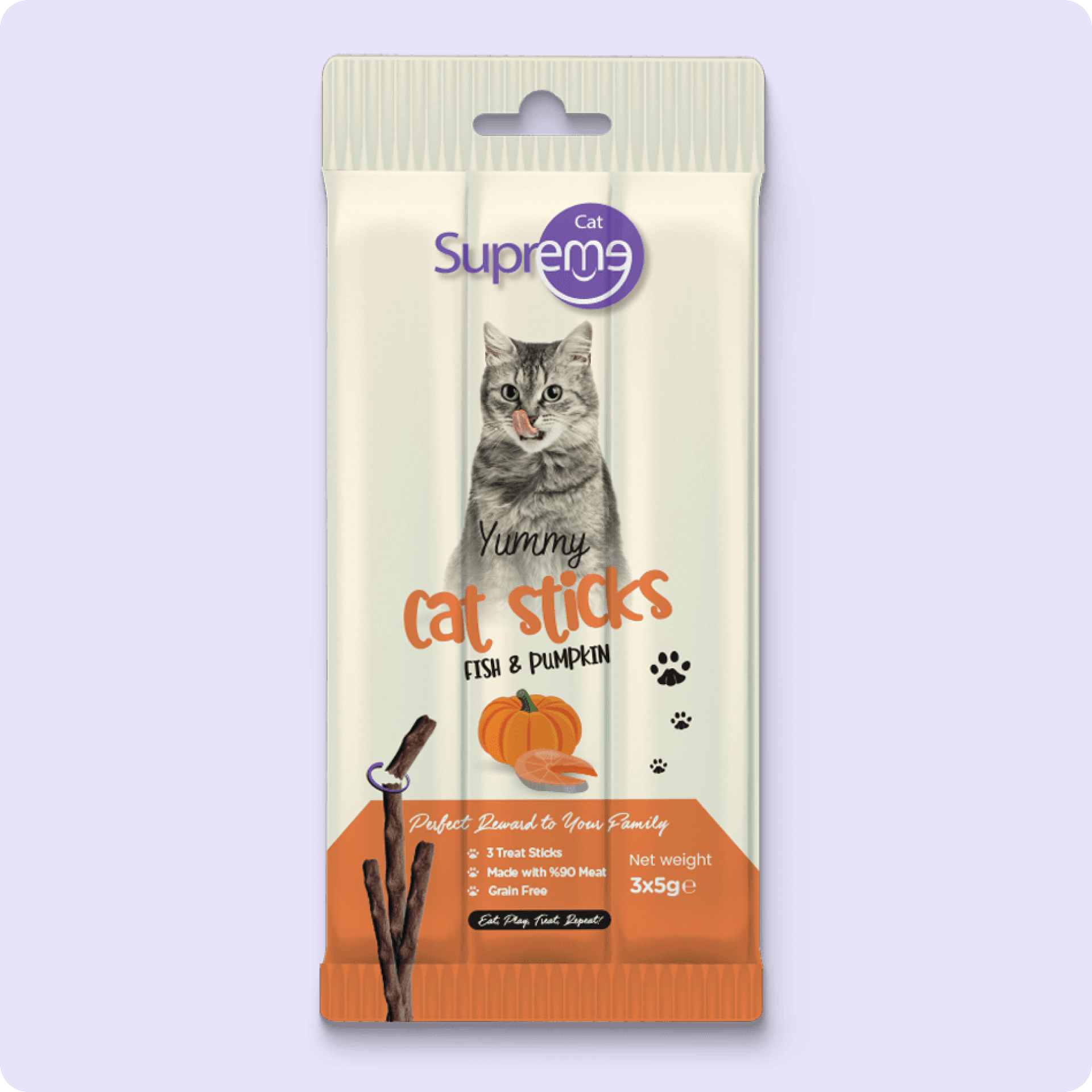 Supreme Cat Sticks Ton Balıklı ve Balkabaklı Kedi Ödül Çubuğu 5 gr (3'lü)