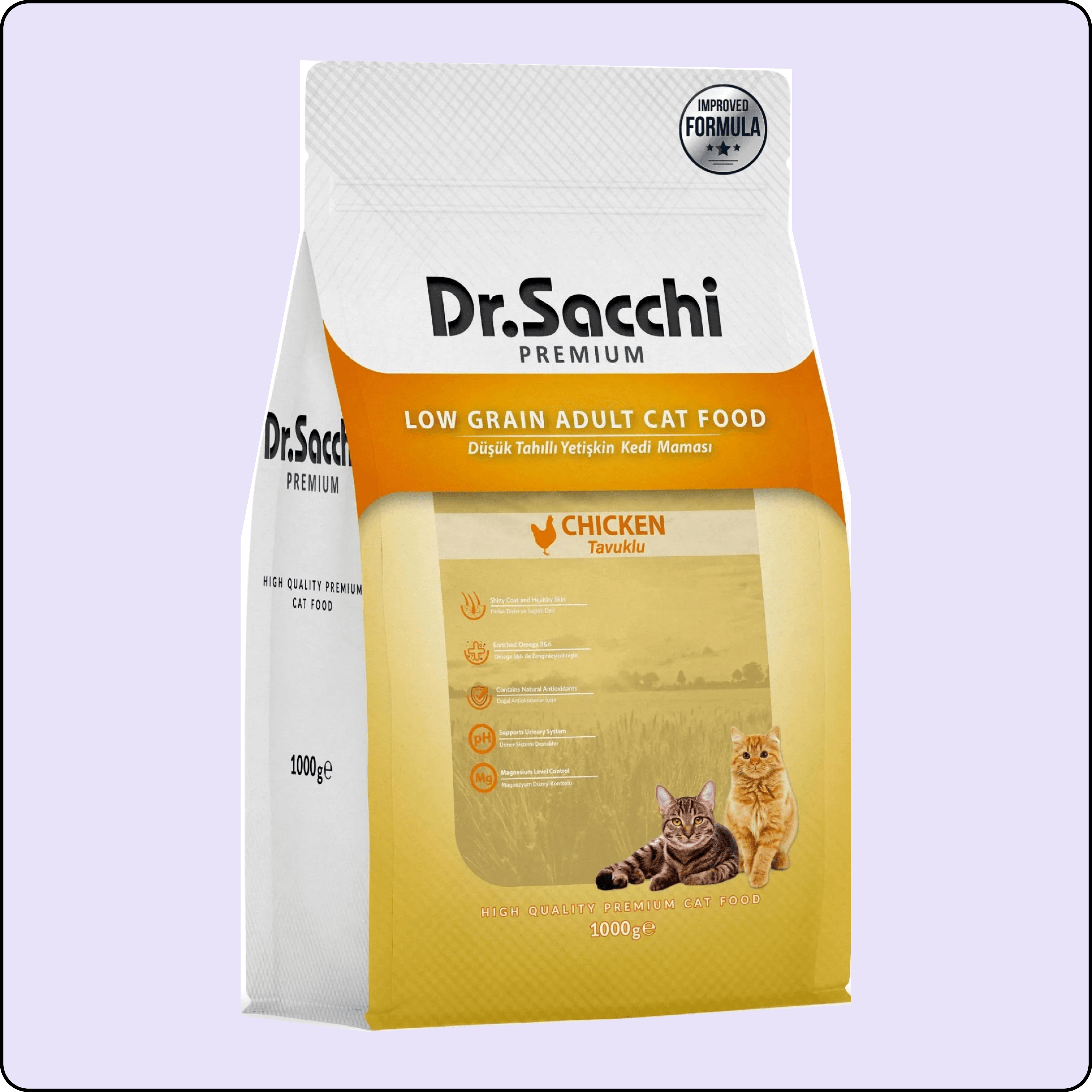 Dr.Sacchi Premium Tavuklu Düşük Tahıllı Yetişkin Kedi Maması 1 kg