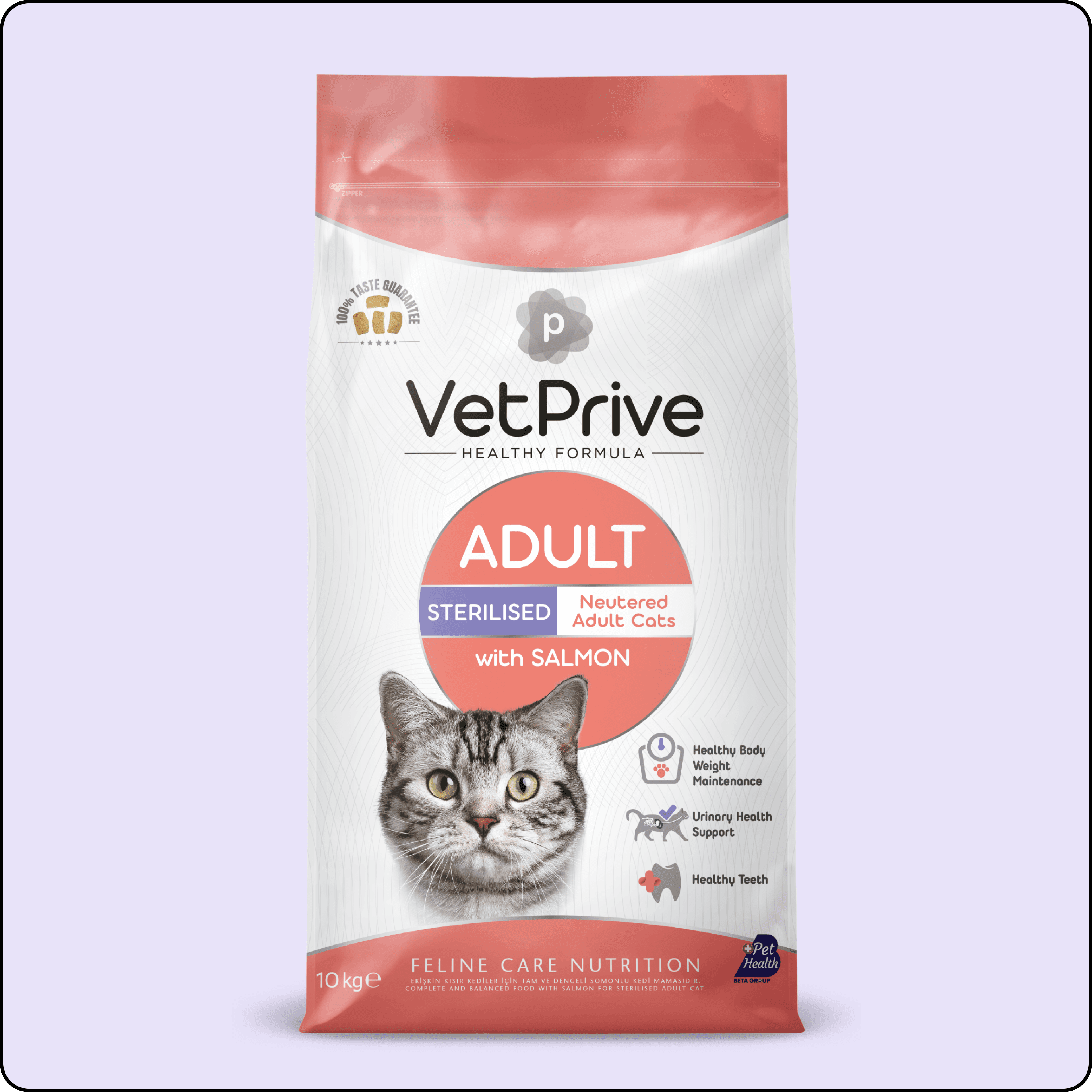 Vet Prive Sterilised Somonlu Kısırlaştırılmış Kedi Maması 10+2 kg 