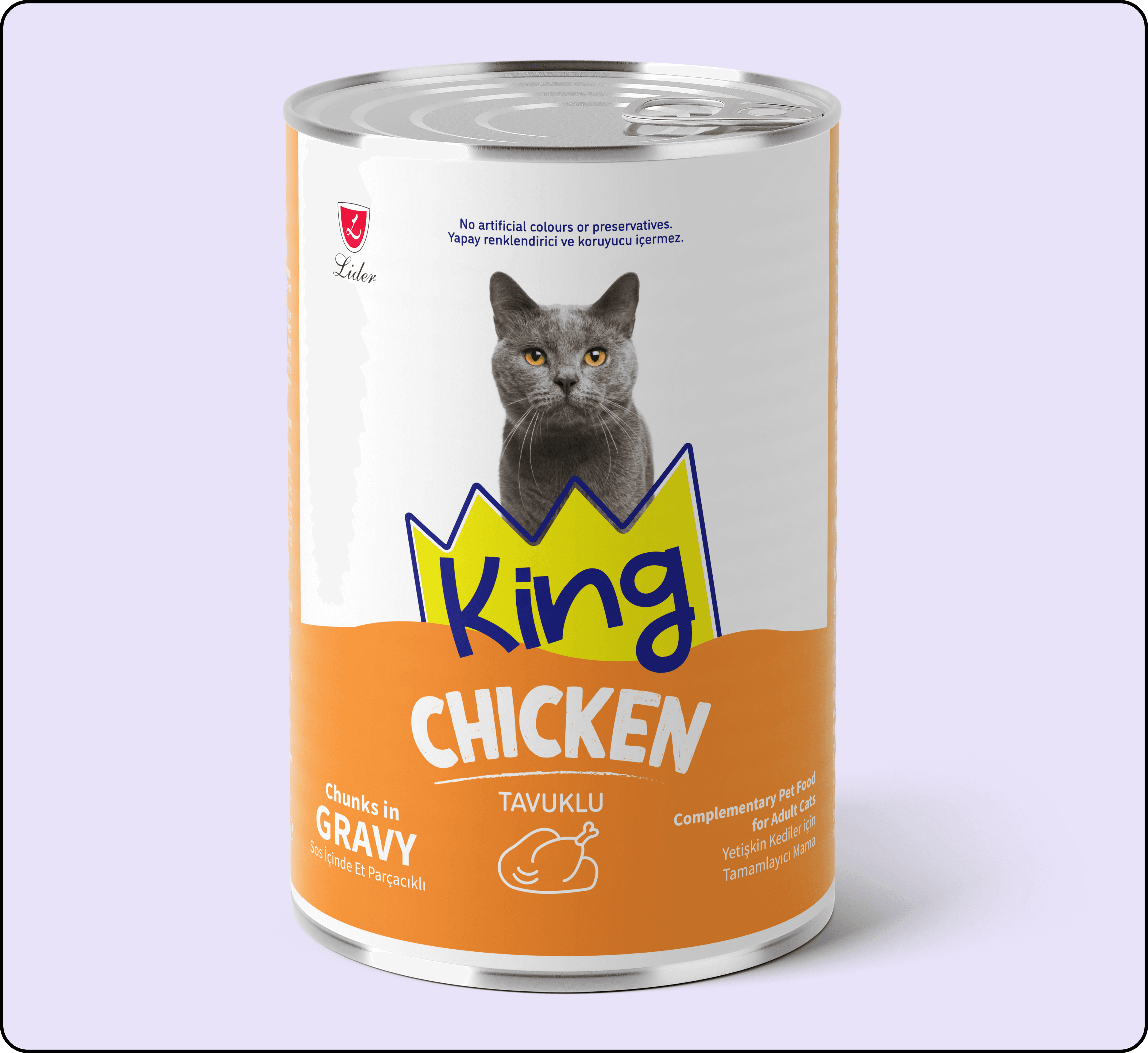 King Sos İçerisinde Et Parçacıklı Tavuklu Kedi Konservesi 400 gr