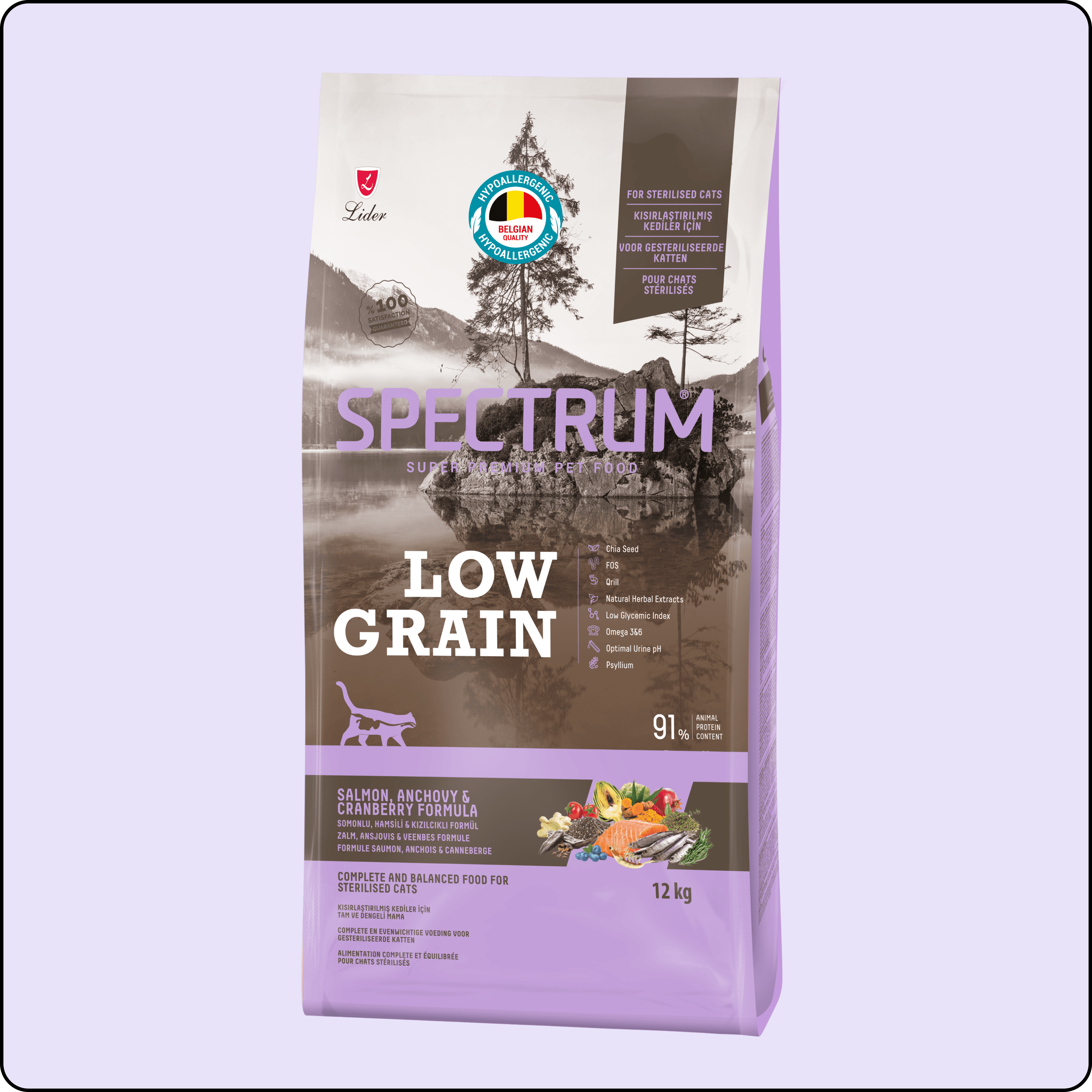 Spectrum Low Grain Somonlu ve Hamsili Kısırlaştırılmış Yetişkin Kedi Maması 12+1 kg