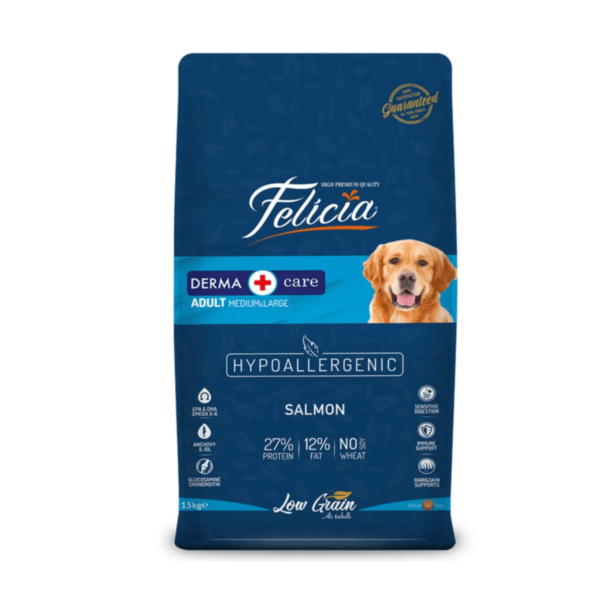 Felicia Hypo-Allergenic Somonlu Düşük Tahıllı Medium&Large Yetişkin Köpek Maması 15 kg