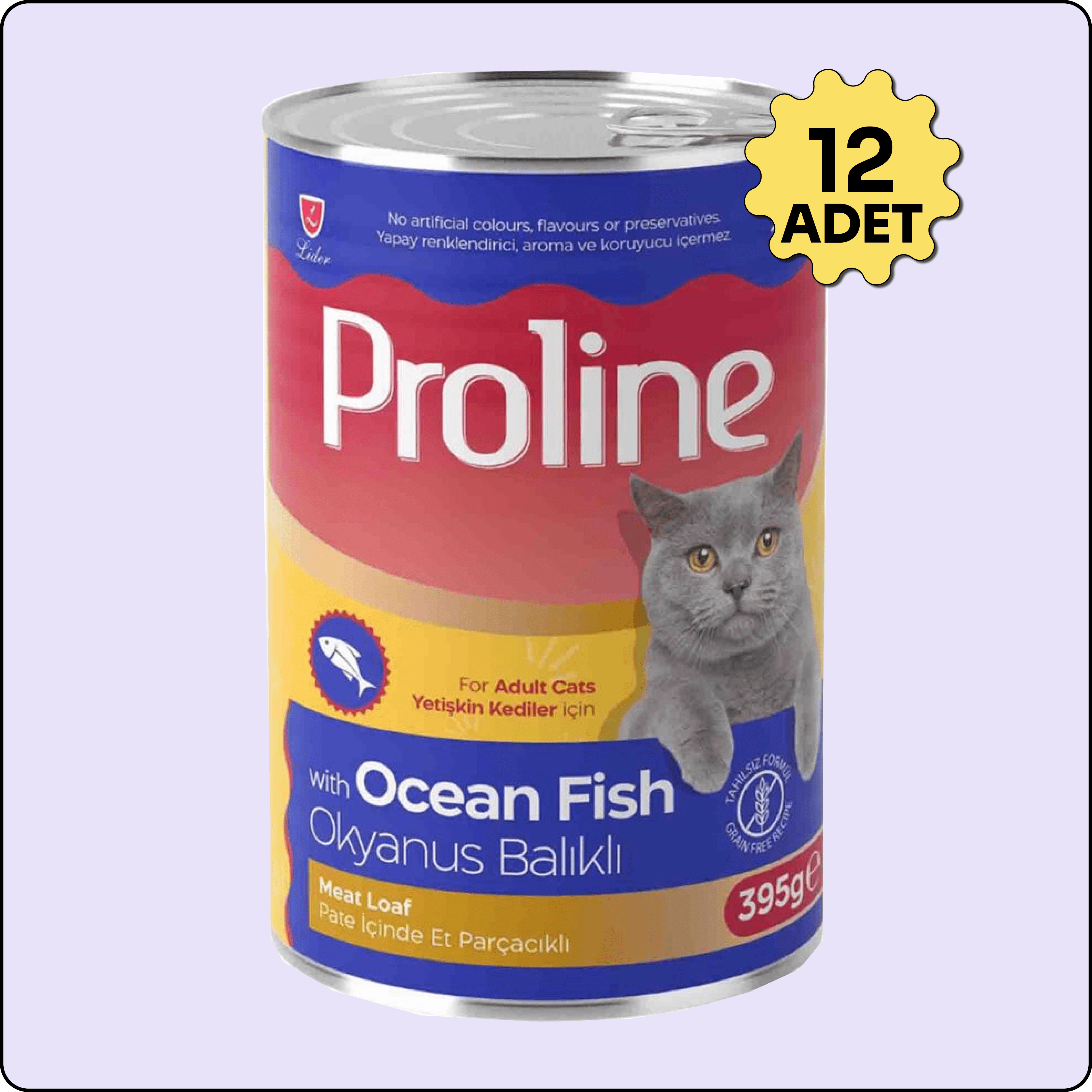 Proline Okyanus Balıklı Pate Yetişkin Kedi Konservesi 395 gr 12 Adet 