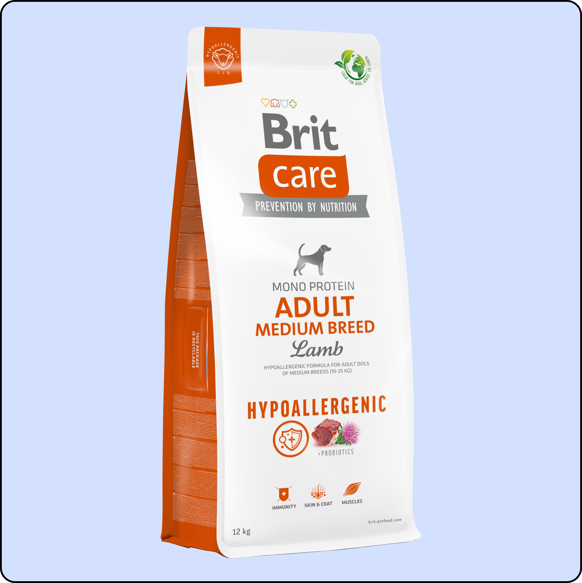 Brit Care Hypo-Allergenic Kuzulu ve Pirinçli Orta Irk Yetişkin Köpek Maması 12 kg