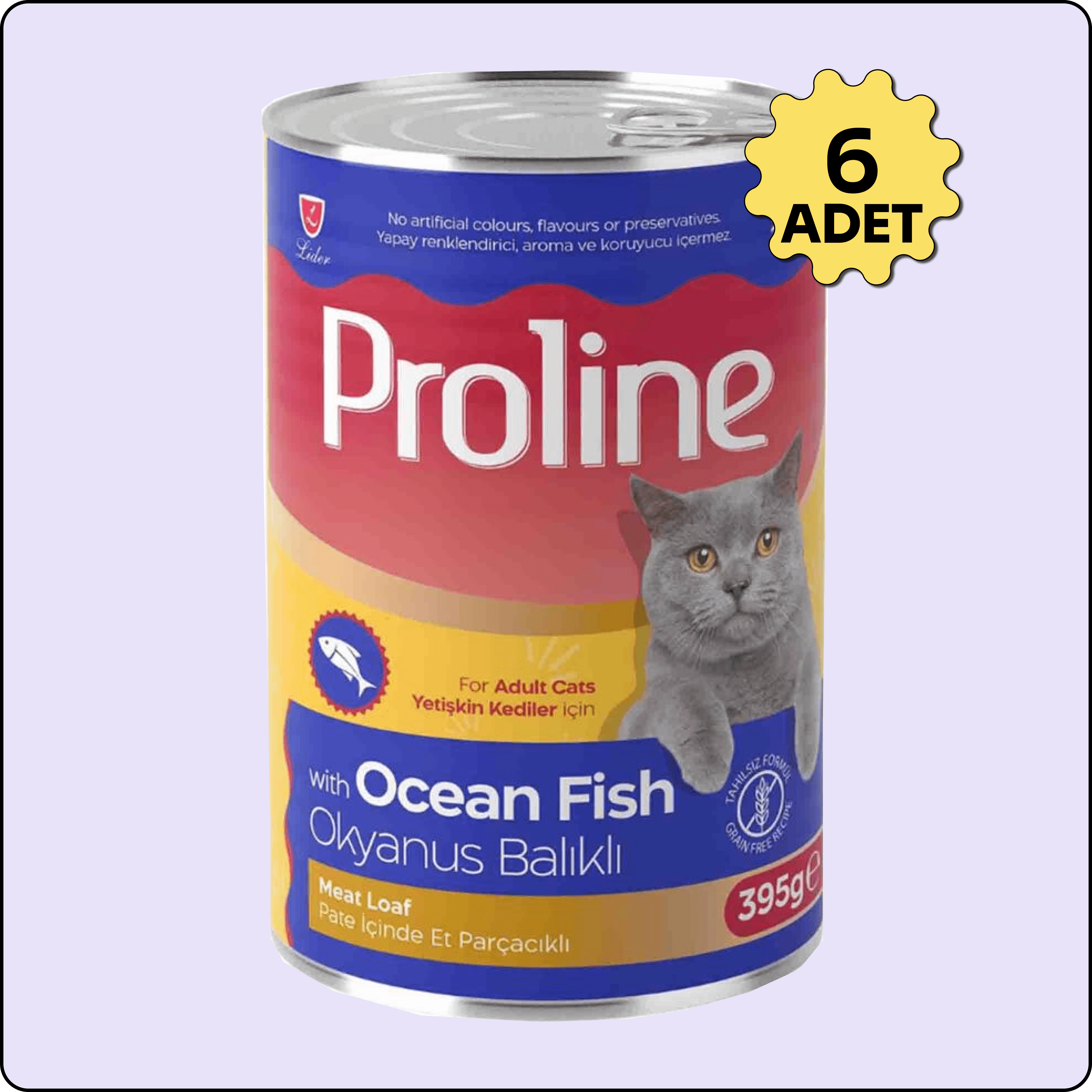 Proline Okyanus Balıklı Pate Yetişkin Kedi Konservesi 395 gr 6 Adet
