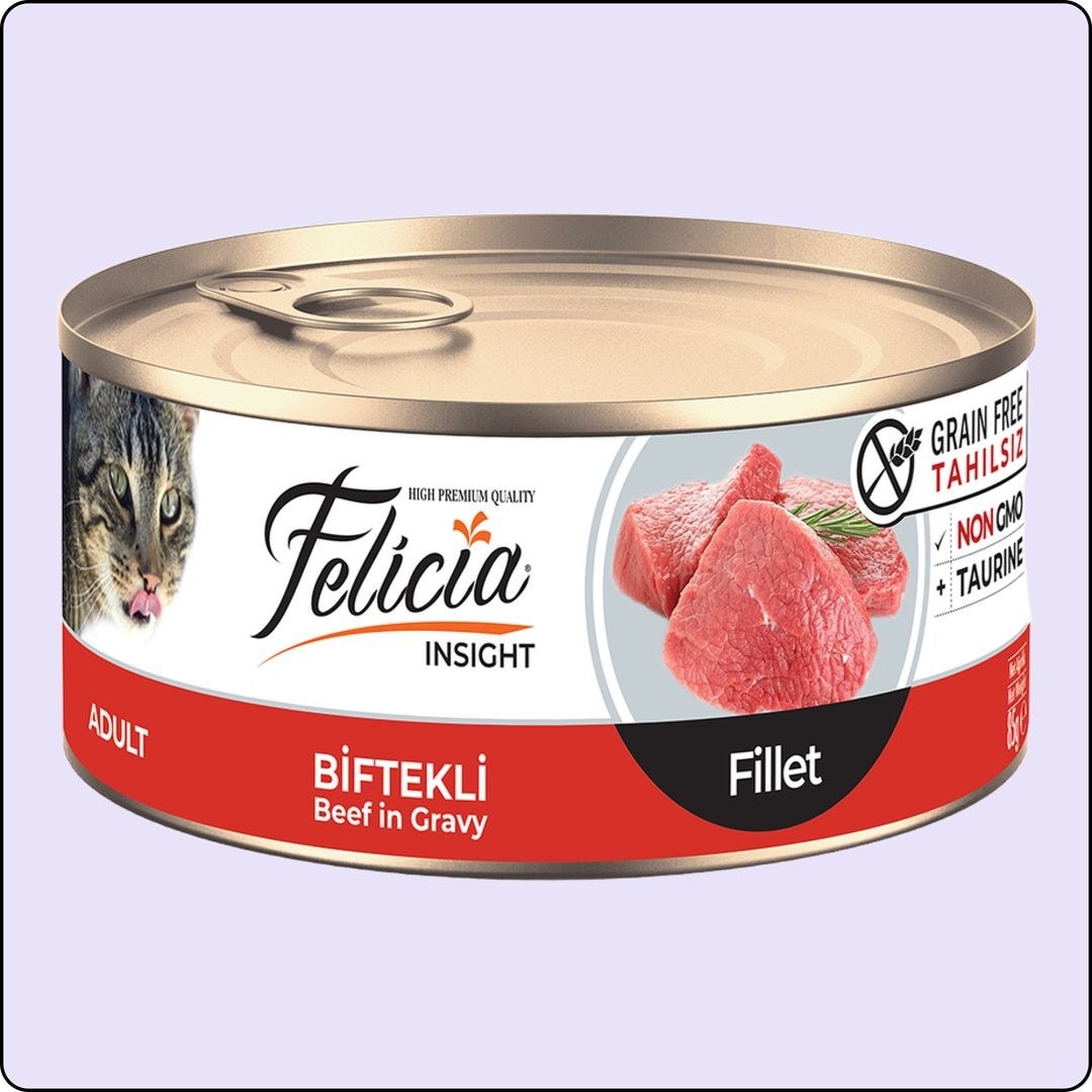 Felicia Fileto Biftekli Tahılsız Yetişkin Kedi Konservesi 85 gr 24 Adet