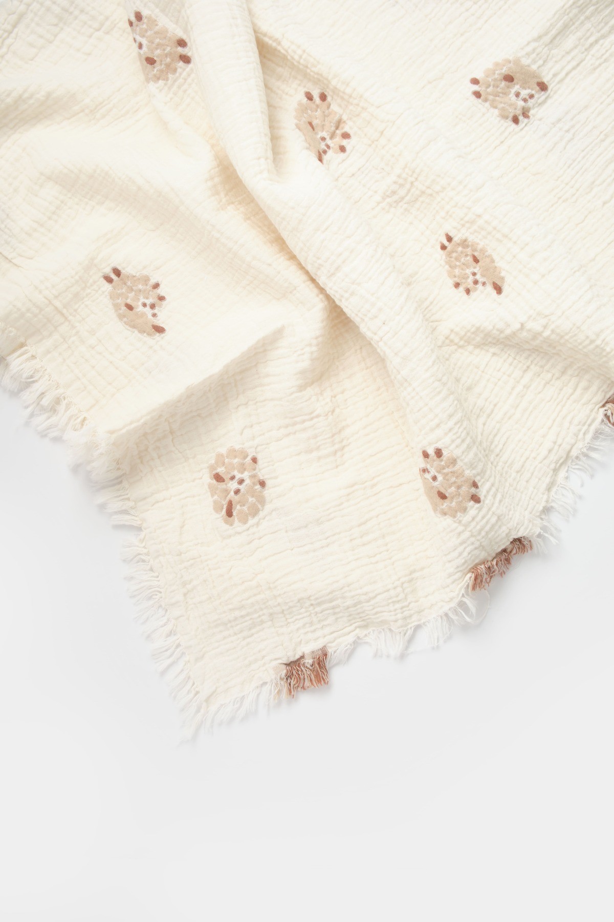 Müslin Nakışlı Bebek Battaniyesi 4 Katlı Lamb Friends  110x110 - GOTS Sertifikalı