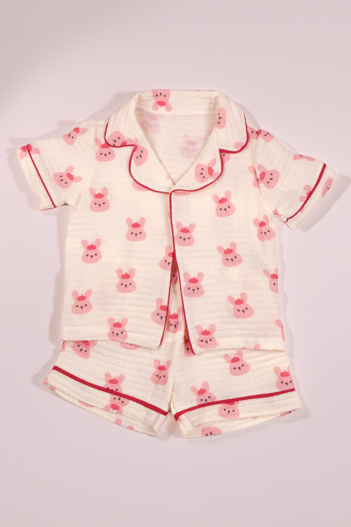 Çoçuk Alt Üst Şortlu Müslin Takım Pijama - Cute Bunny | Yeni Sezon
