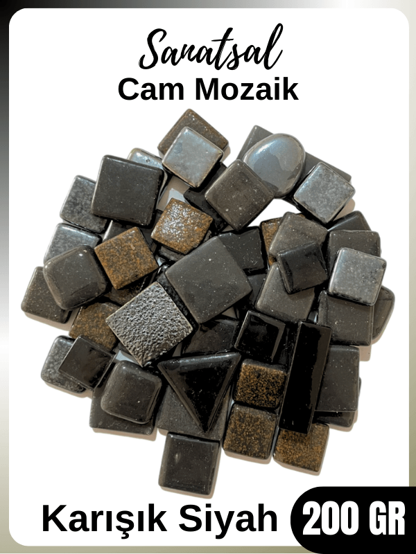 Siyah Tonları Karışık Cam Mozaik